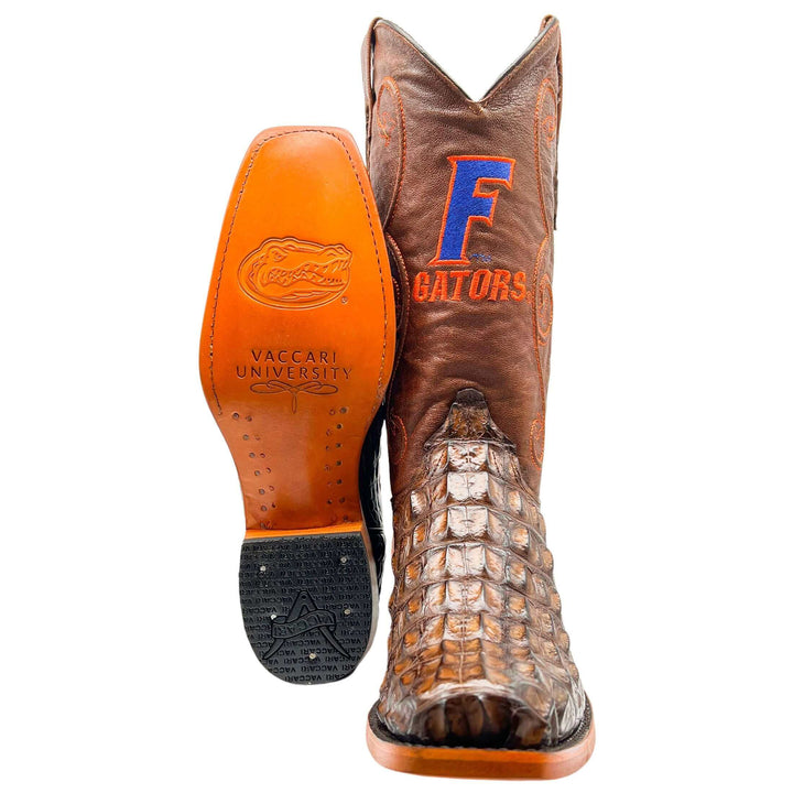 Men's University of Florida Gators Brown JW Toe Hornback American Alligator Cowboy Boots David by Vaccari