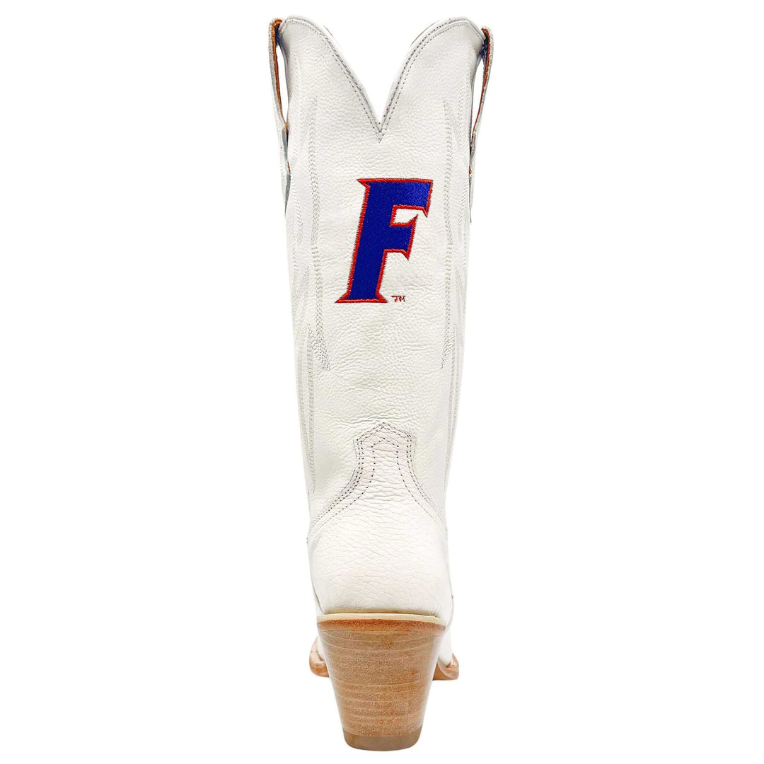 Women's University of Florida Gators All White Pointed Toe Cowgirl Boots Leighton by Vaccari