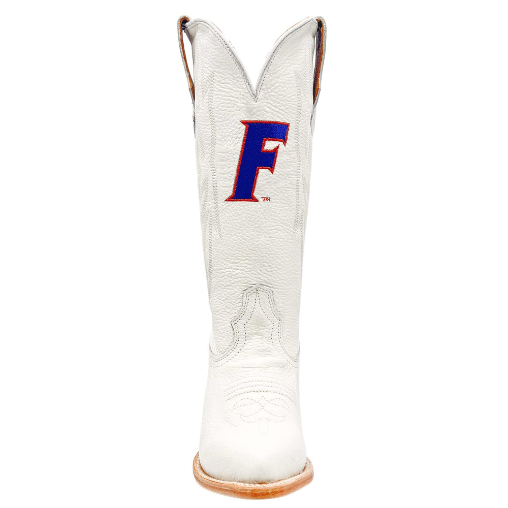 Women's University of Florida Gators All White Pointed Toe Cowgirl Boots Leighton by Vaccari