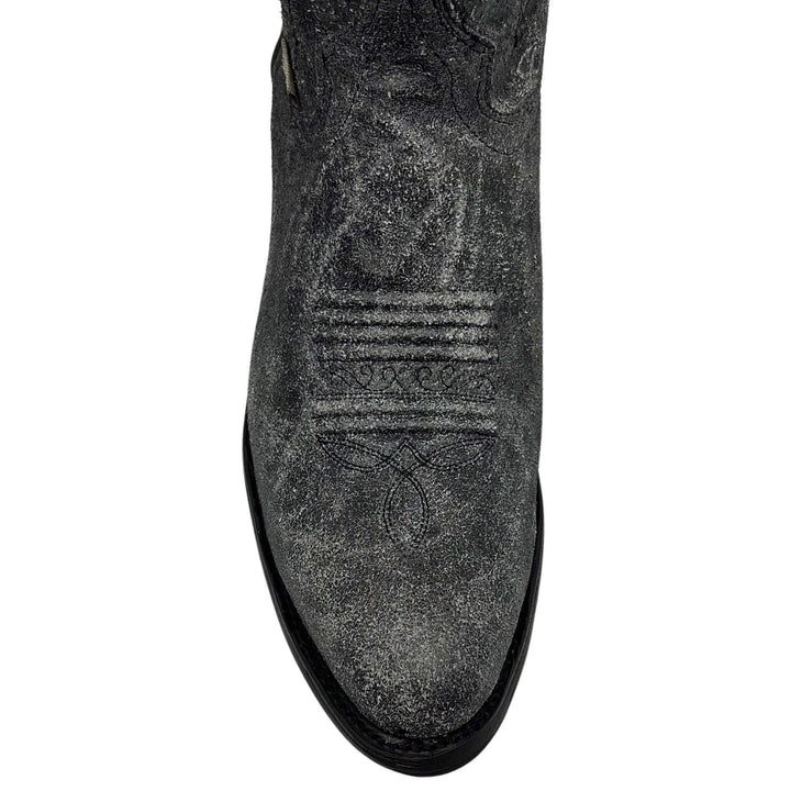 Men's Vaccari Wyatt Distressed Black Roughout Suede Cowboy Boots