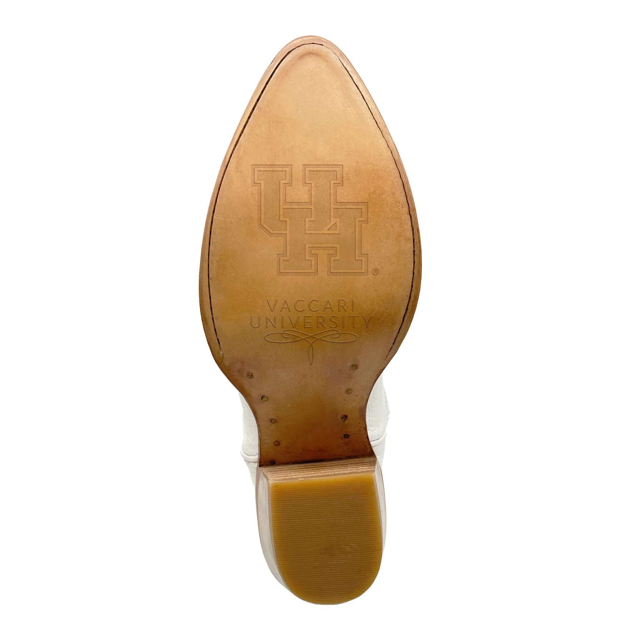 Women's University of Houston All White Pointed Toe Cowgirl Boots Leighton Vaccari University