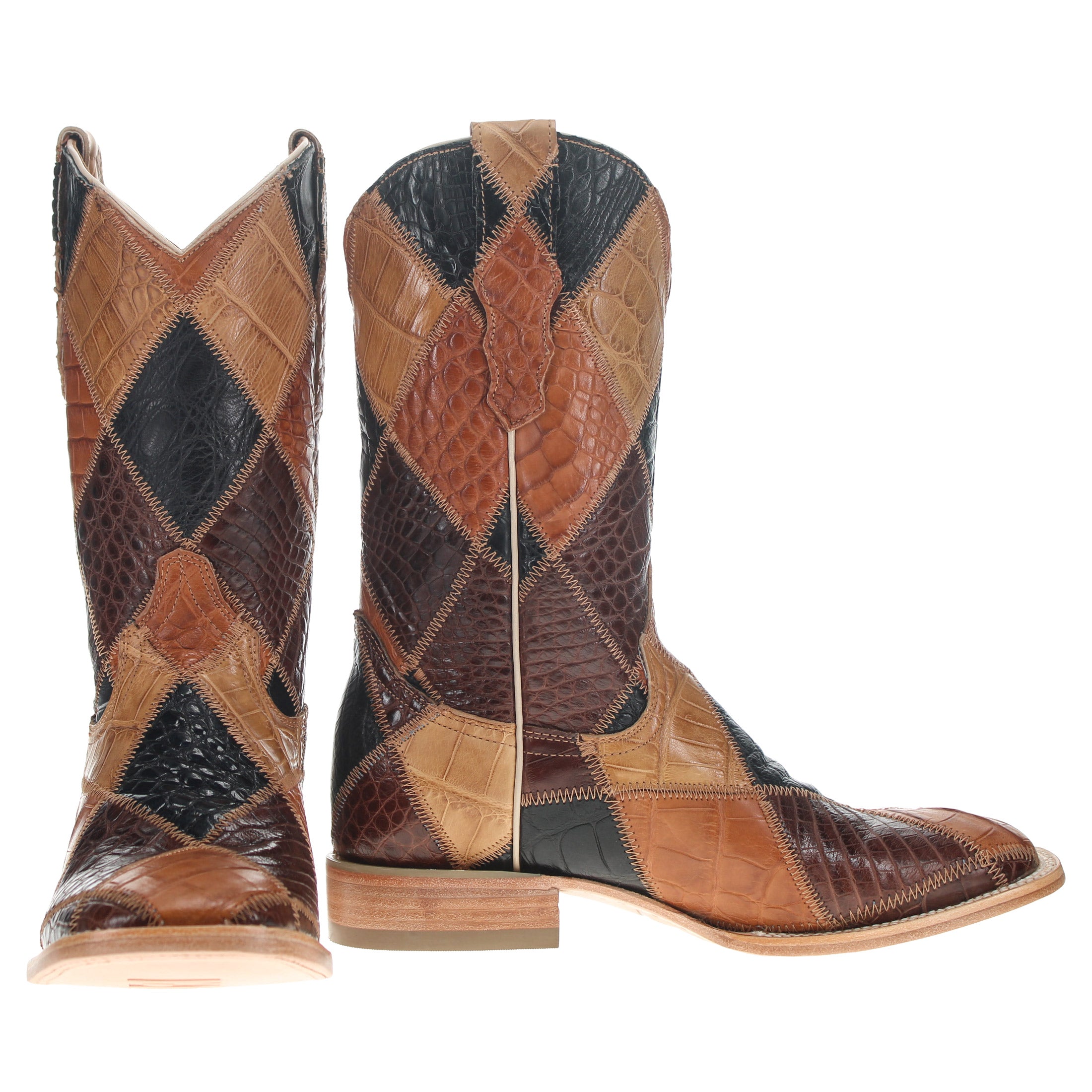 Men's Multi Patch Alligator belly Cowboy Boots Patton by Vaccari Core