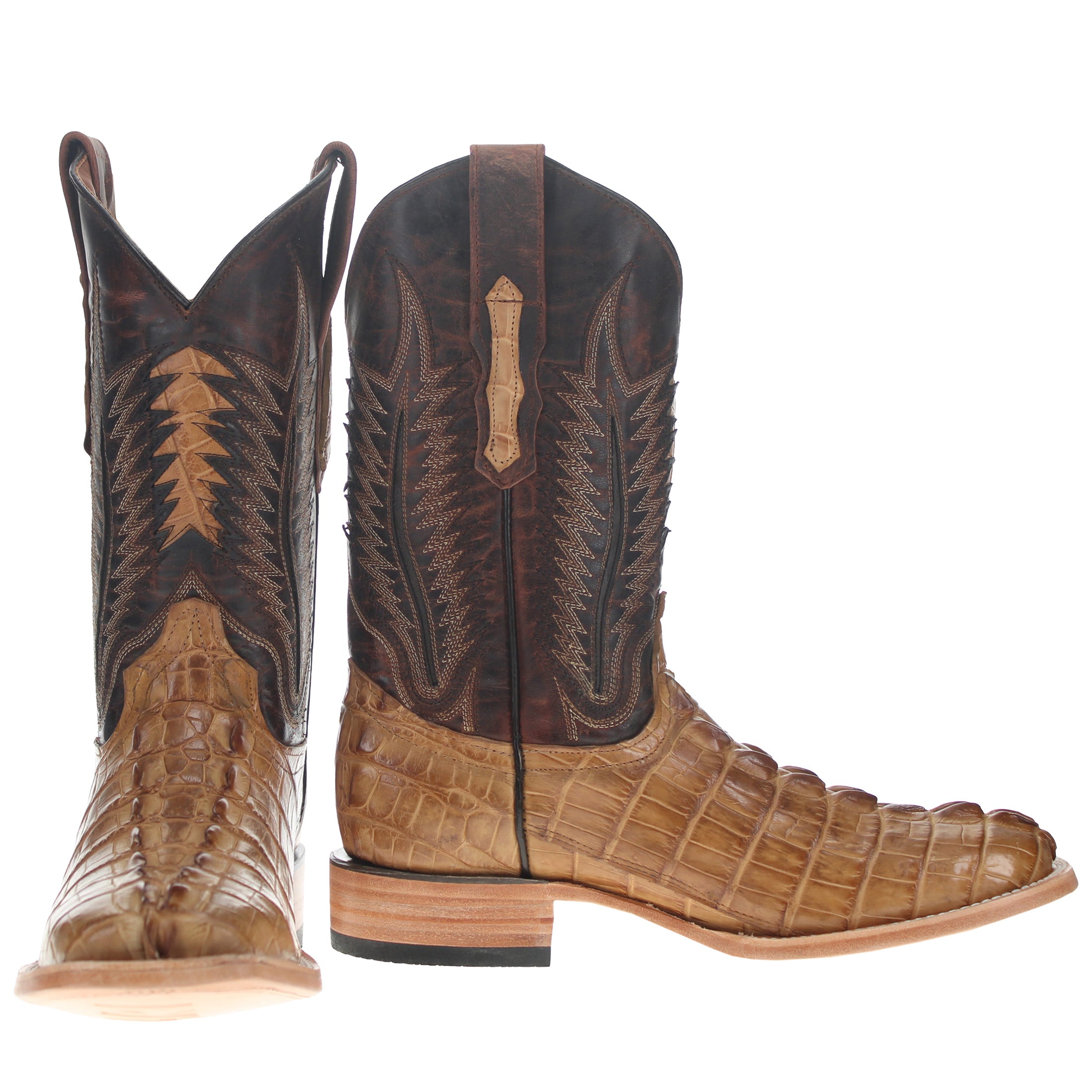 Men's Tan Hornback American Alligator Paxton  Square Toe Vaccari Boots
