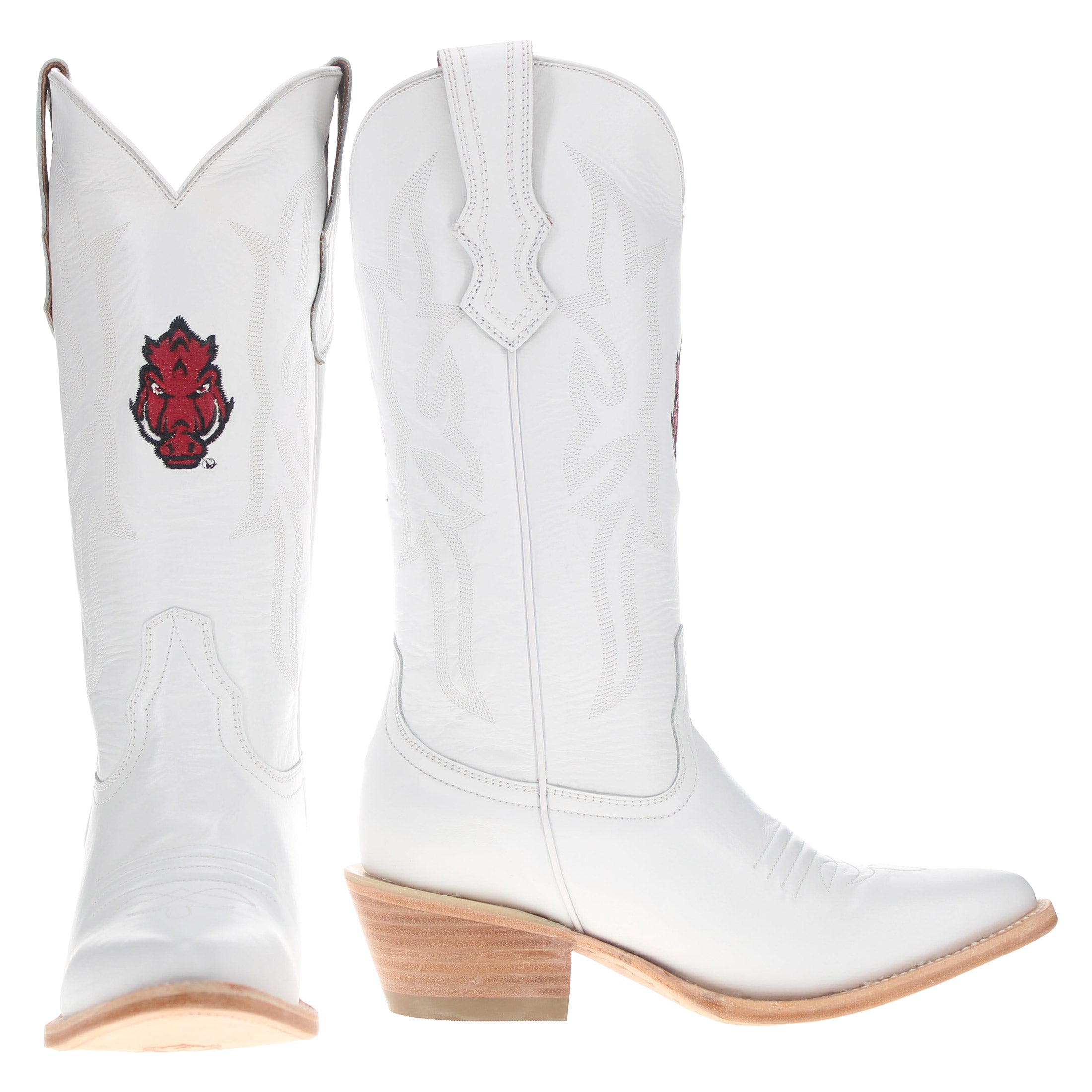 Women's University of Arkansas White Cowgirl Boots Leighton by Vaccari University
