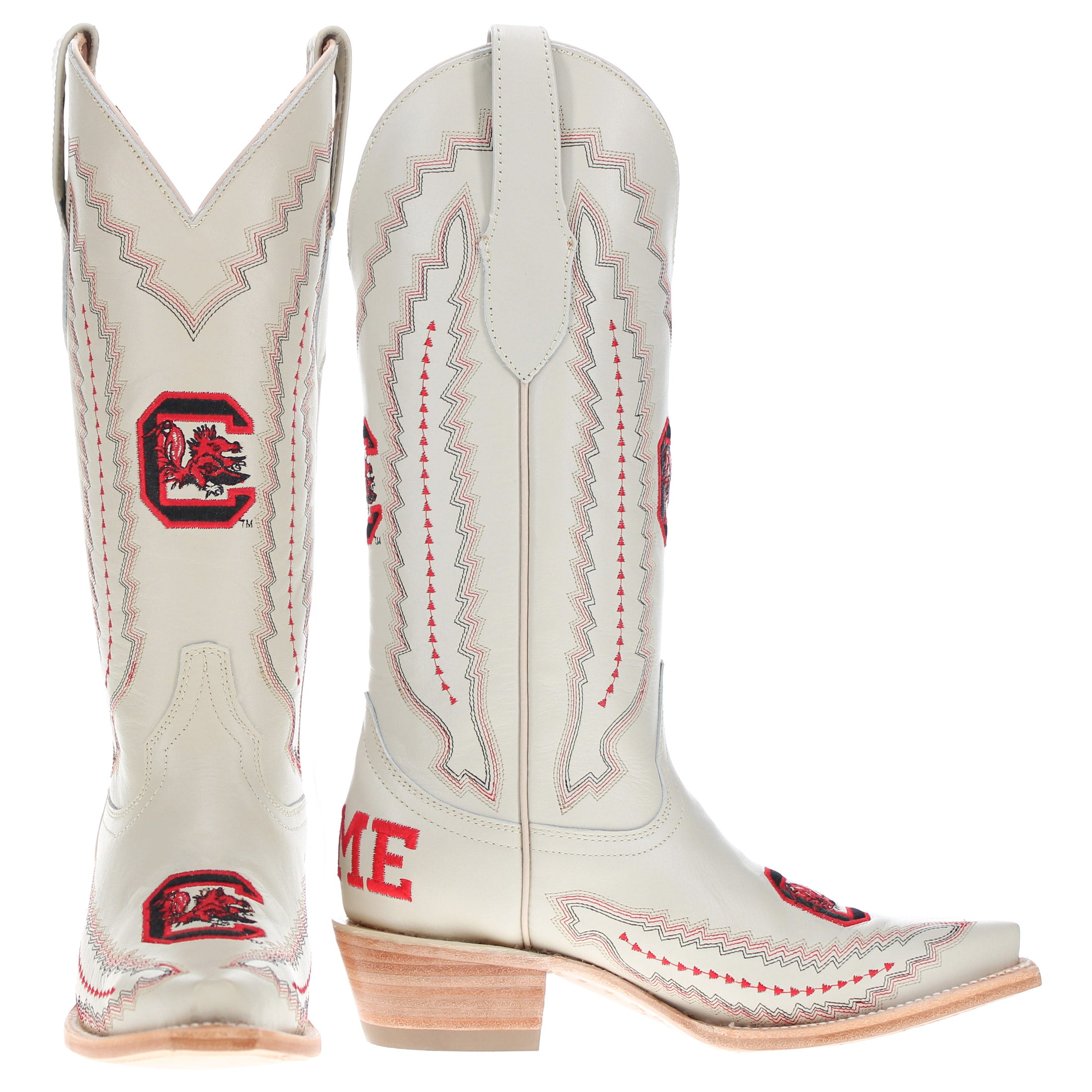 Women's South Carolina University Bone Snip Toe Cowgirl Boots Naomi by Vaccari