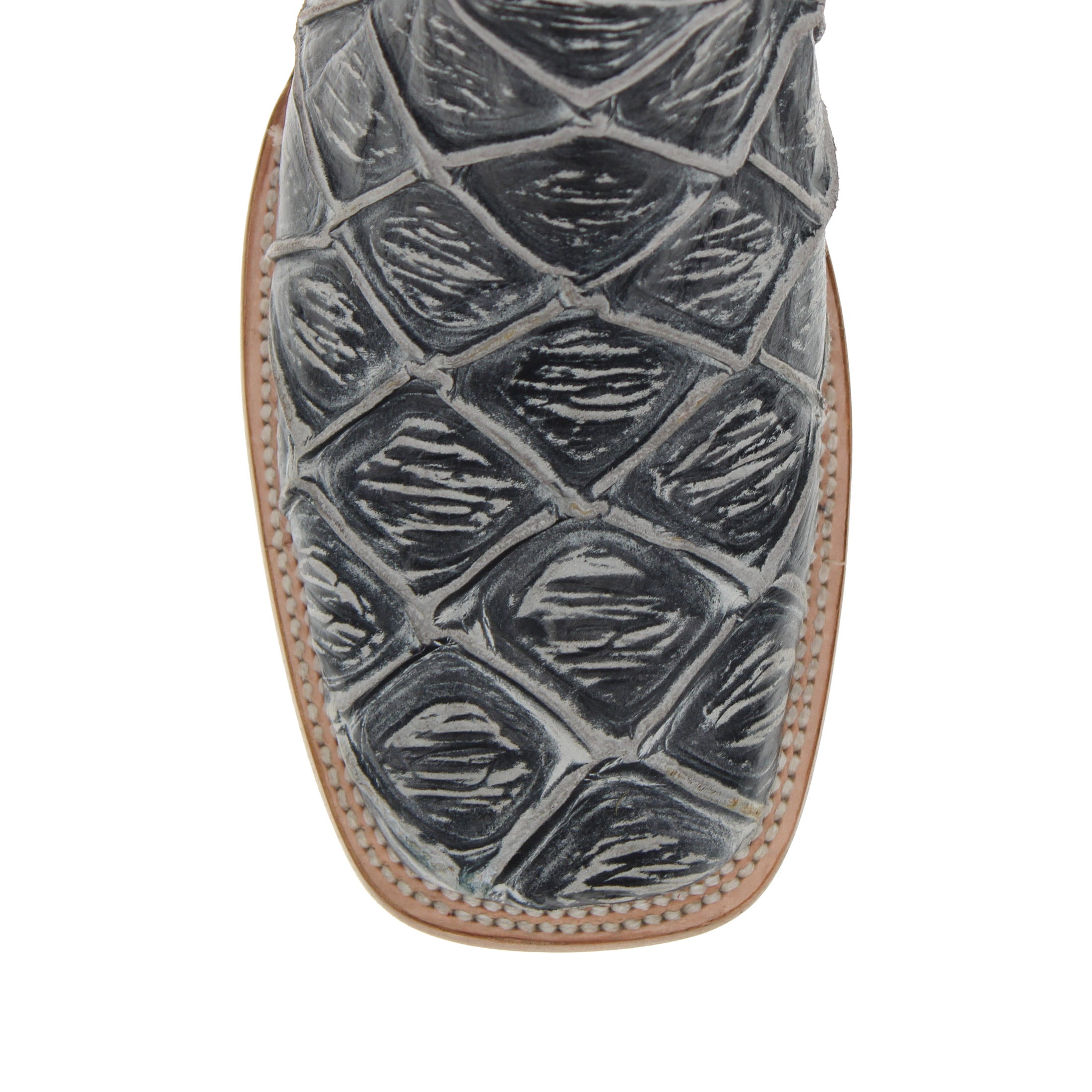 Men's Black Pirarucu Fish Print Cowboy Boots Malik by Vaccari Core