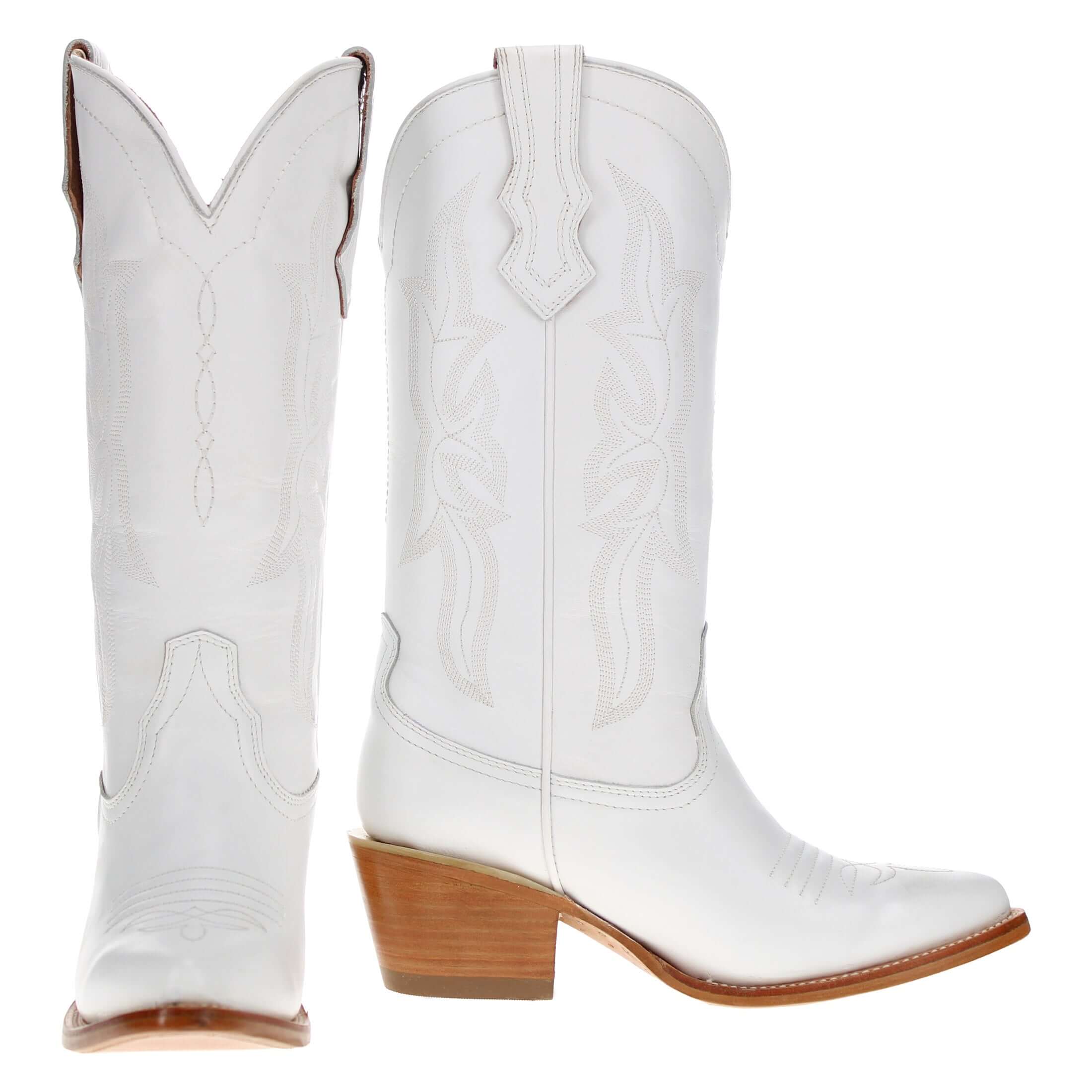 Women's White Pointed Toe Cowgirl Boots | Vaccari Boots