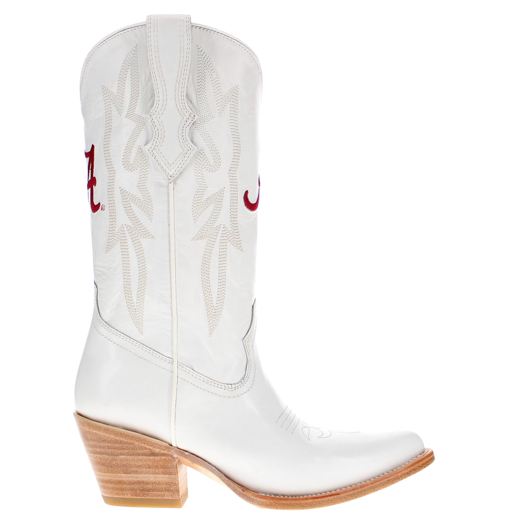 Women's University of Alabama All White Pointed Toe Cowgirl Boots Leighton Vaccari University