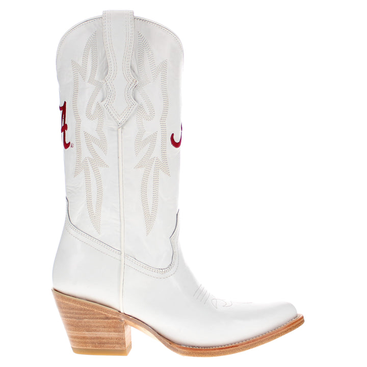 Women's University of Alabama All White Pointed Toe Cowgirl Boots Leighton Vaccari University