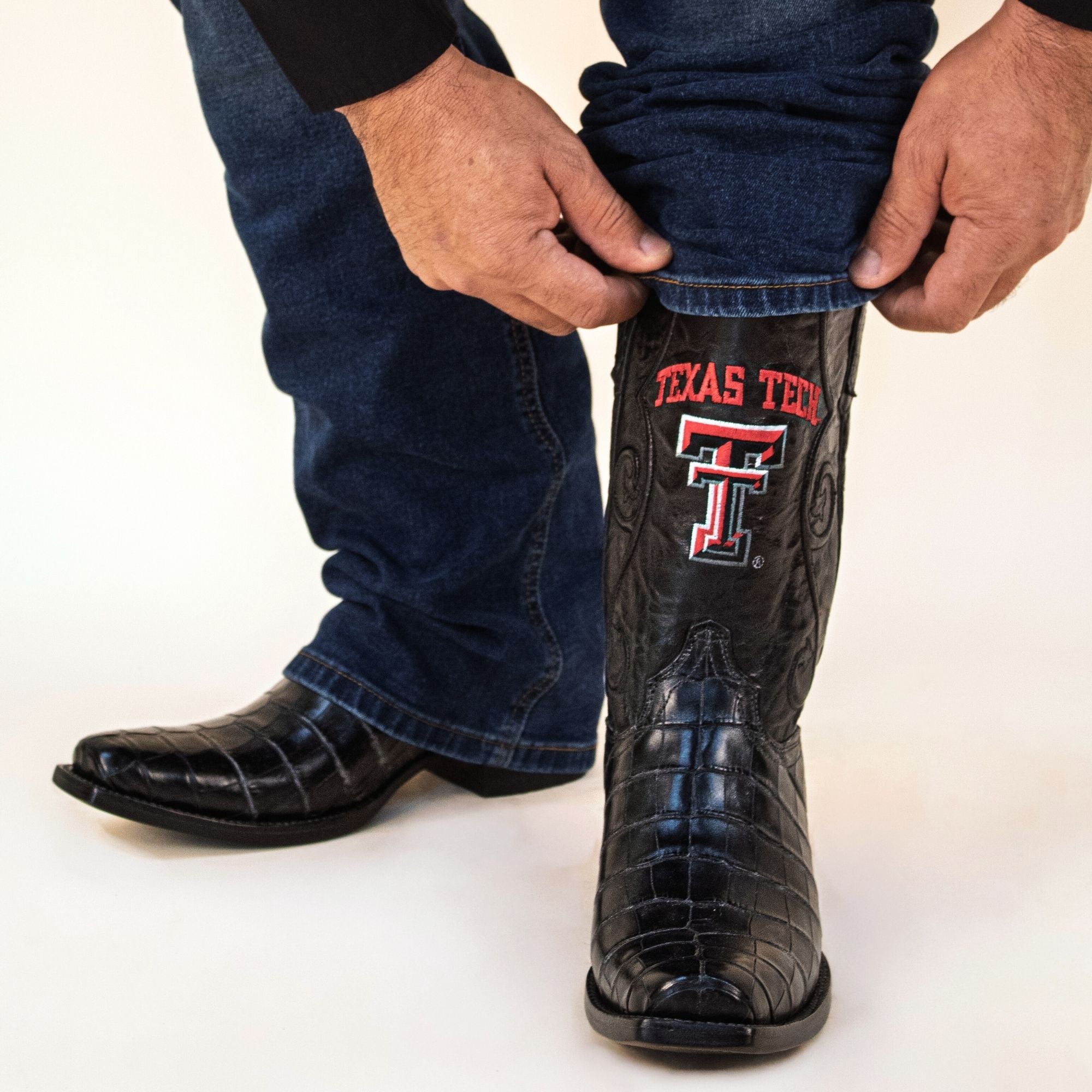 Men's Texas Tech Black Alligator Belly Boots | Vaccari Boots