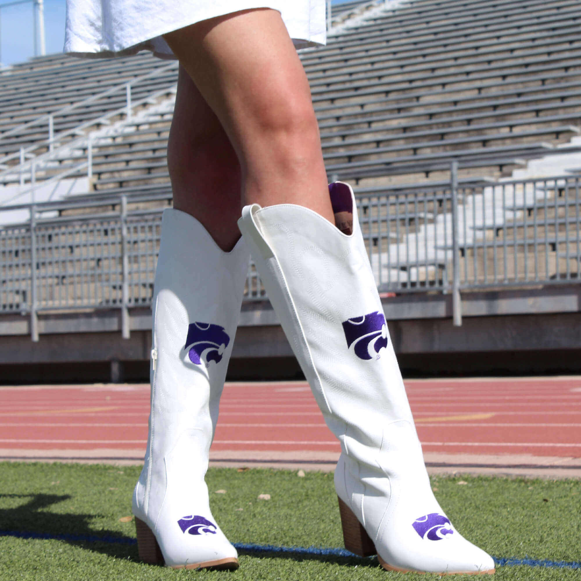 Kansas State University Blair Tall White Boot By V By Vaccari