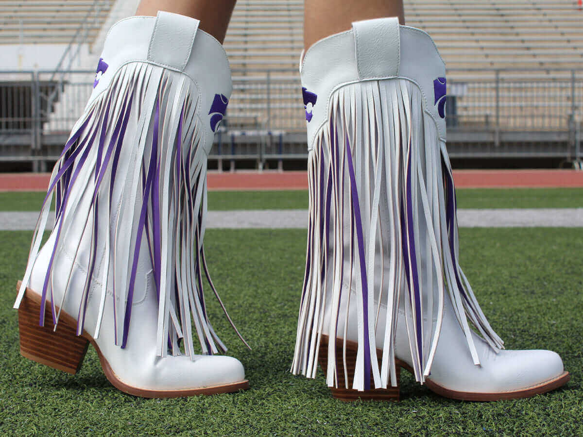 Women's Kansas State White Cowgirl Boots Kacey V by Vaccari
