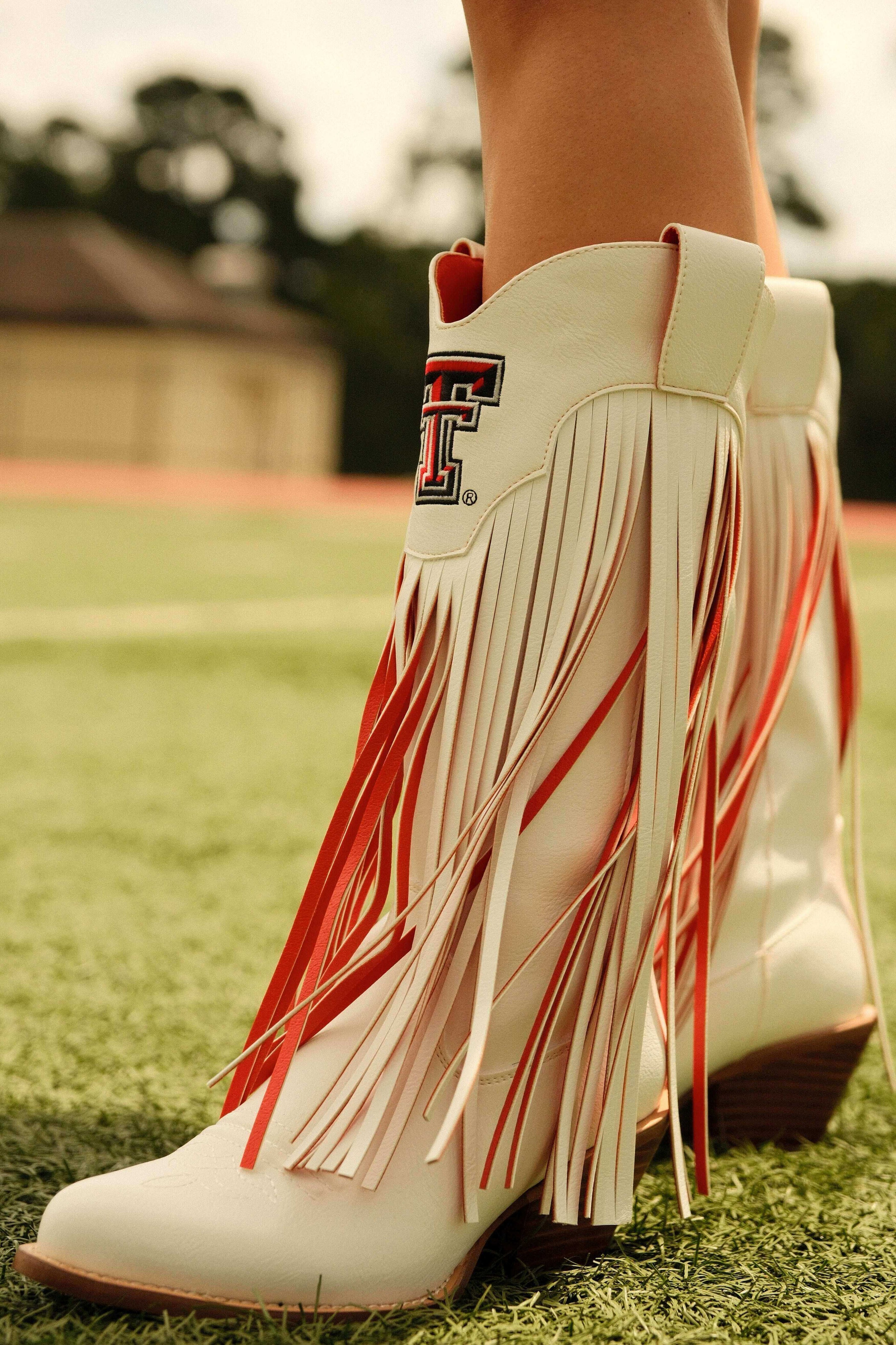 Texas Tech University White Cowgirl Fringe Boots Kacey by V by Vaccari 