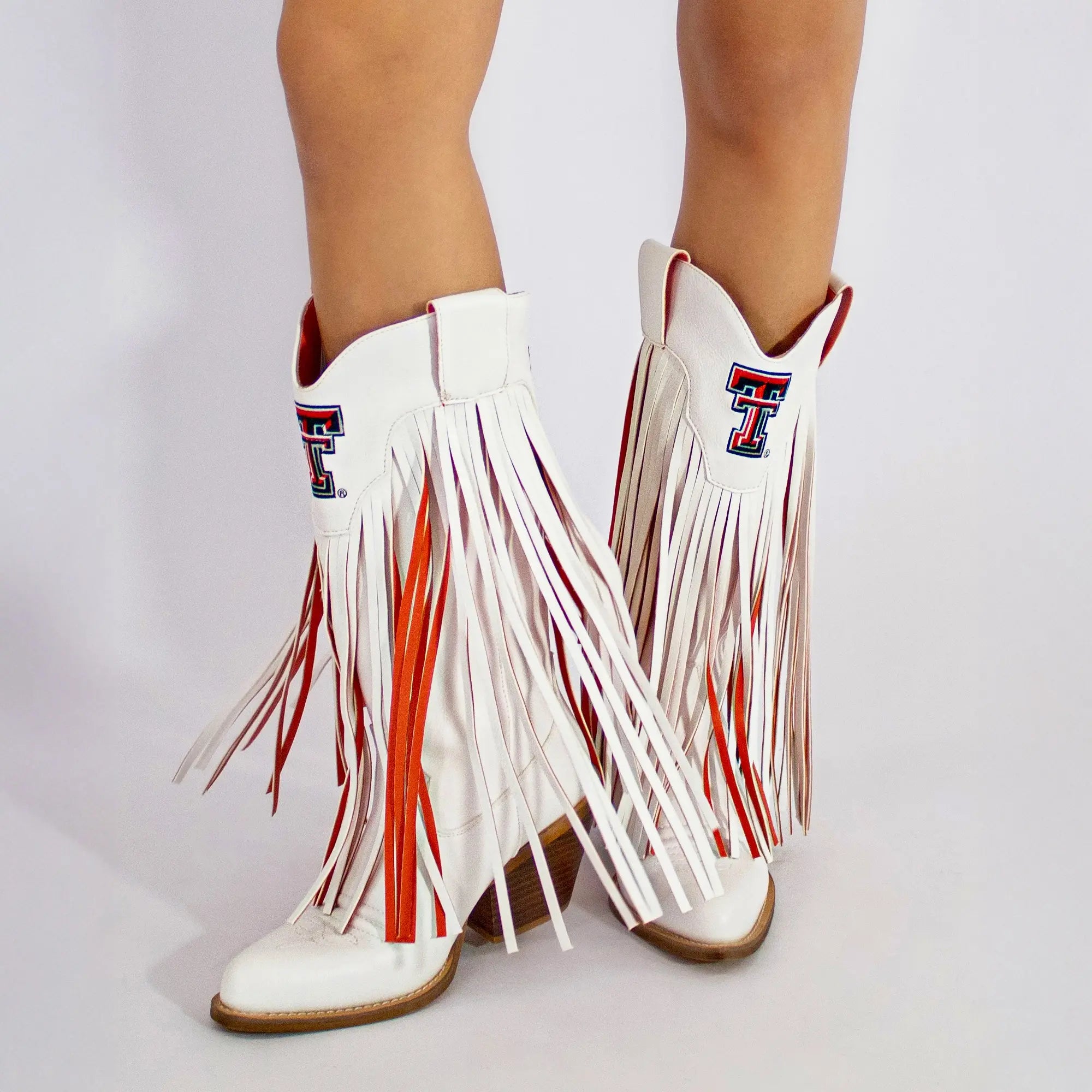 Women's Texas Tech University Kacey White Fringe Boot By V By Vaccari