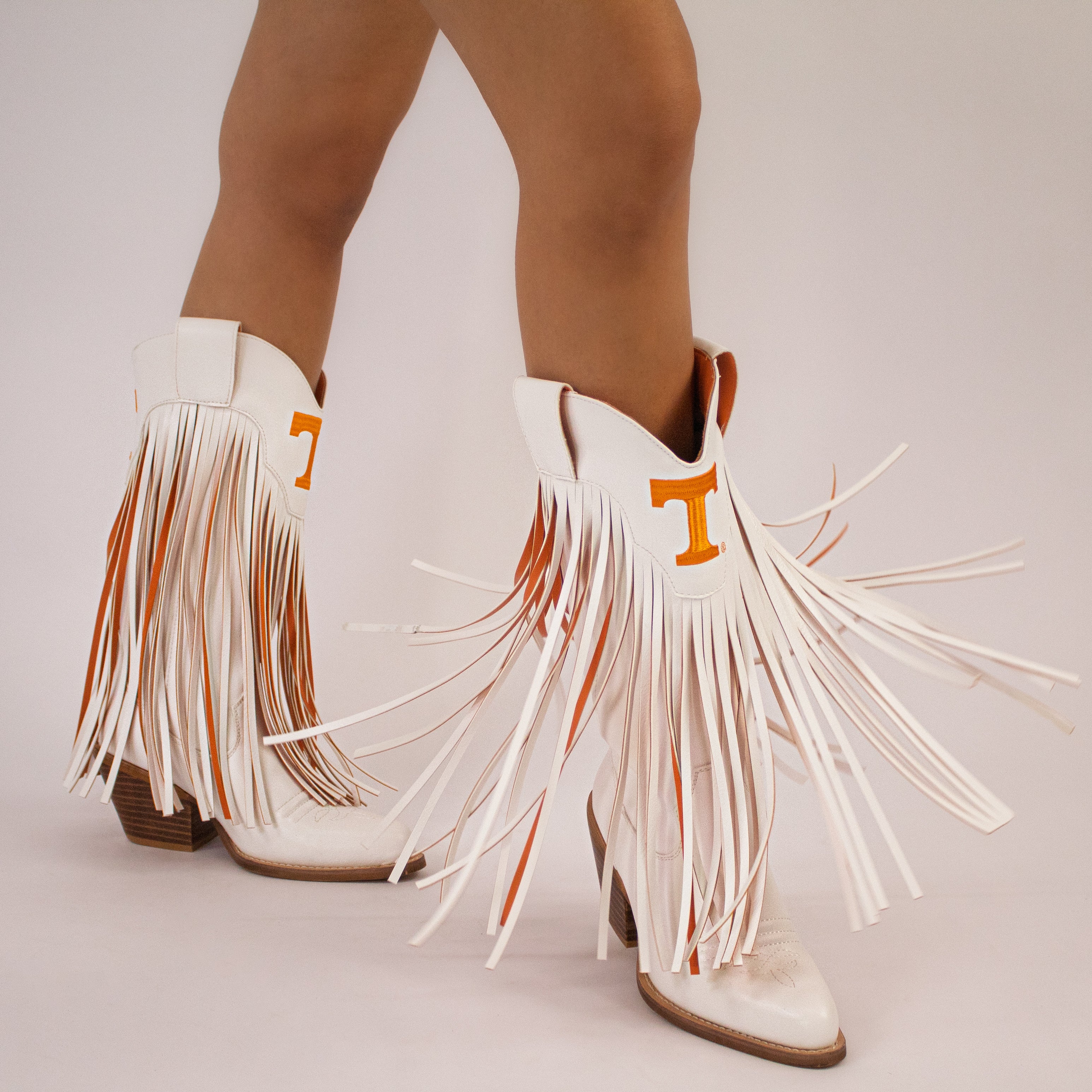 Women's University of Tennessee White Fringe Cowgirl Boots Kacey by V by Vaccari