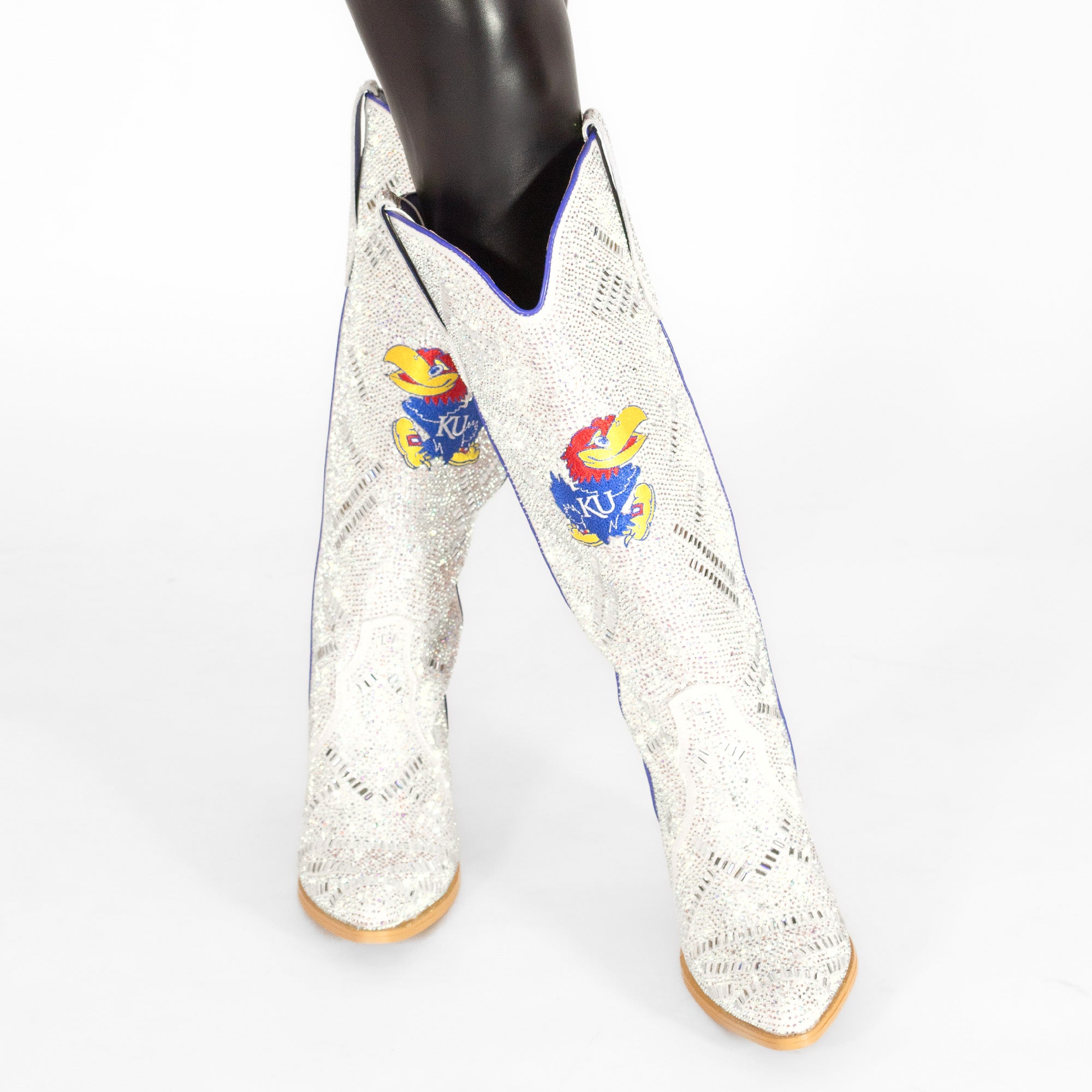 Women's University of Kansas Natural Tall Bling Cowgirl Boots Amber by V by Vaccari