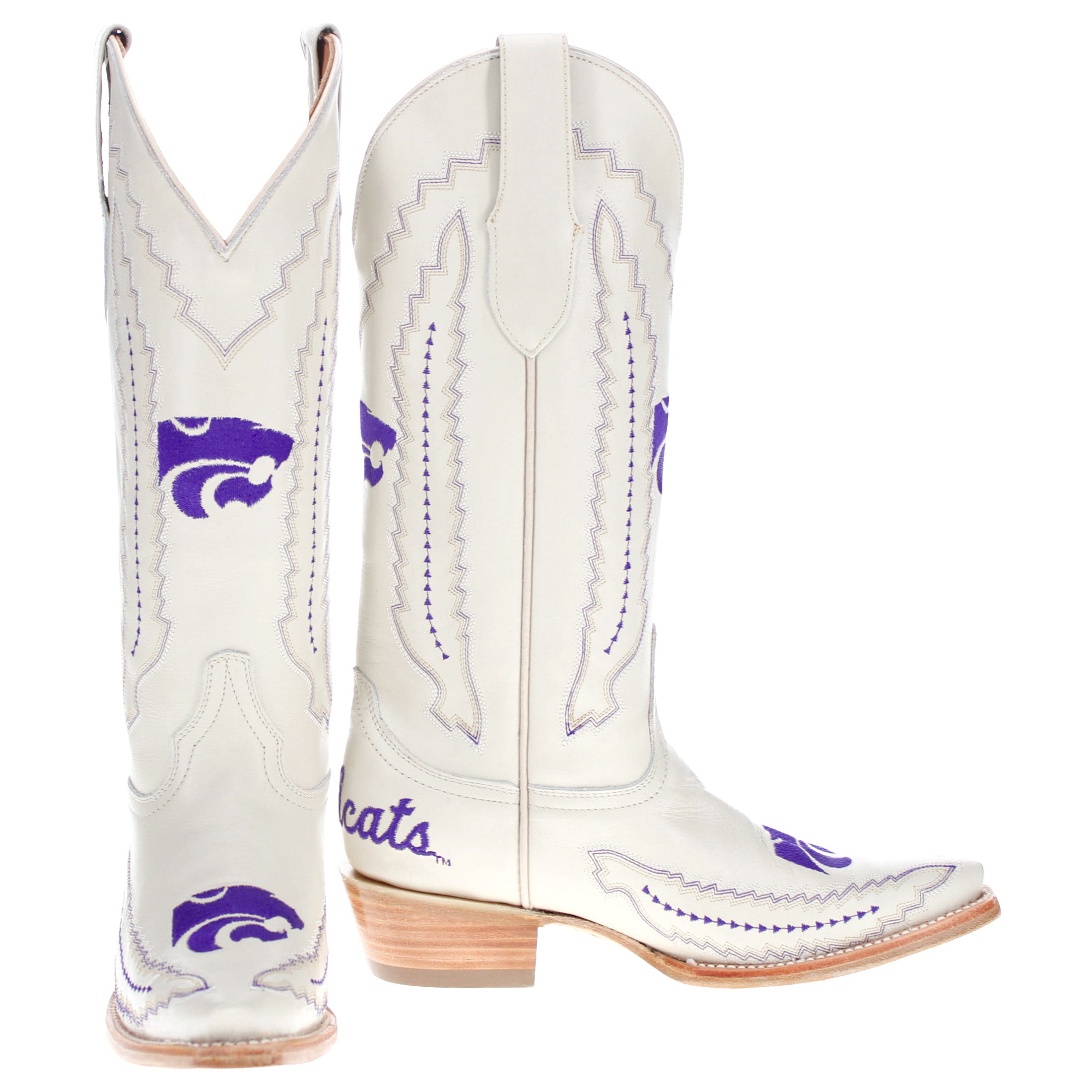 Women's Kansas State University Wildcats Bone Snip Toe Cowgirl Boots Naomi by Vaccari