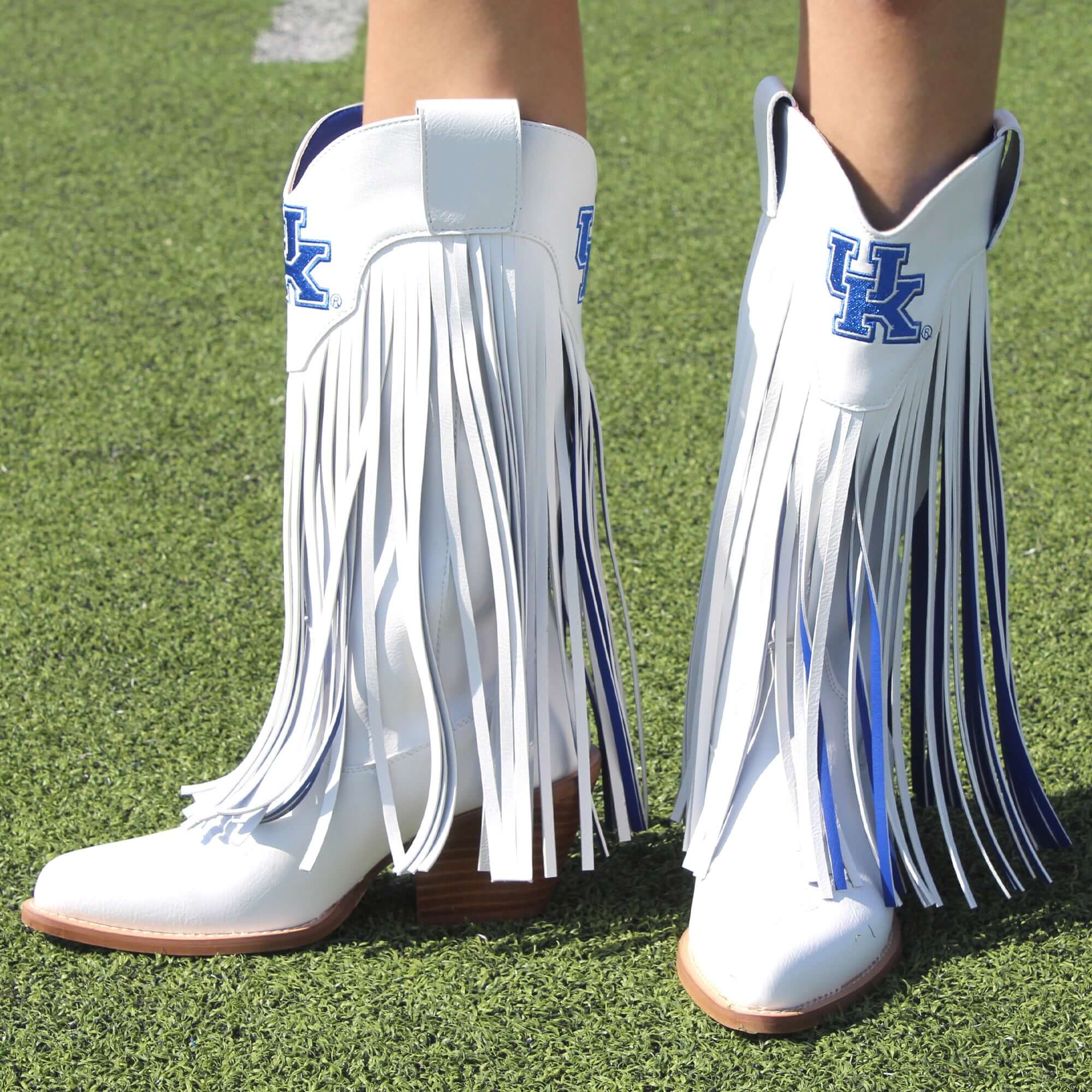 University of Kentucky Kacey White Fringe Boot by V By Vaccari