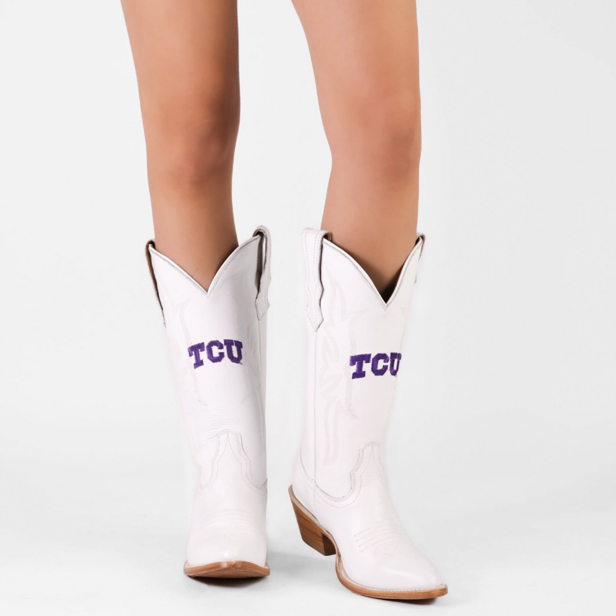 Women's Texas Christan University White Cowgirl Boots Leighton by Vaccari University