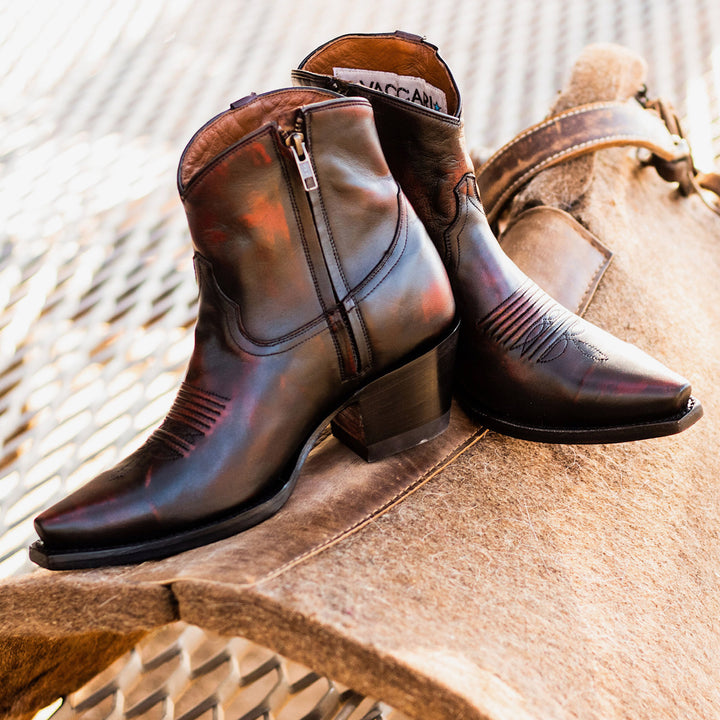 Women's Vaccari Black Cherry Red Bottom Booties