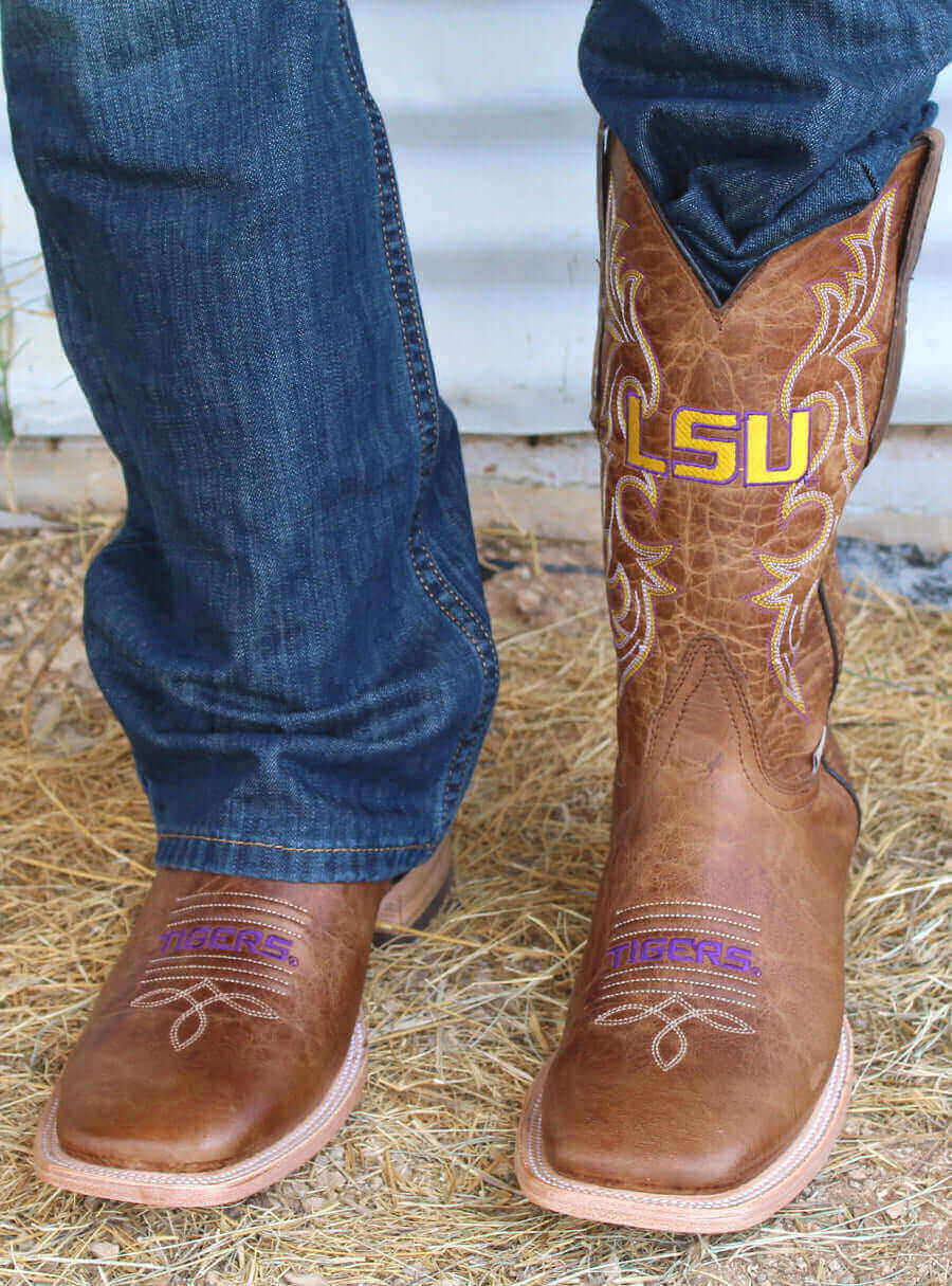 Men's LSU Tan Cowboy Boots Luke by Vaccari University