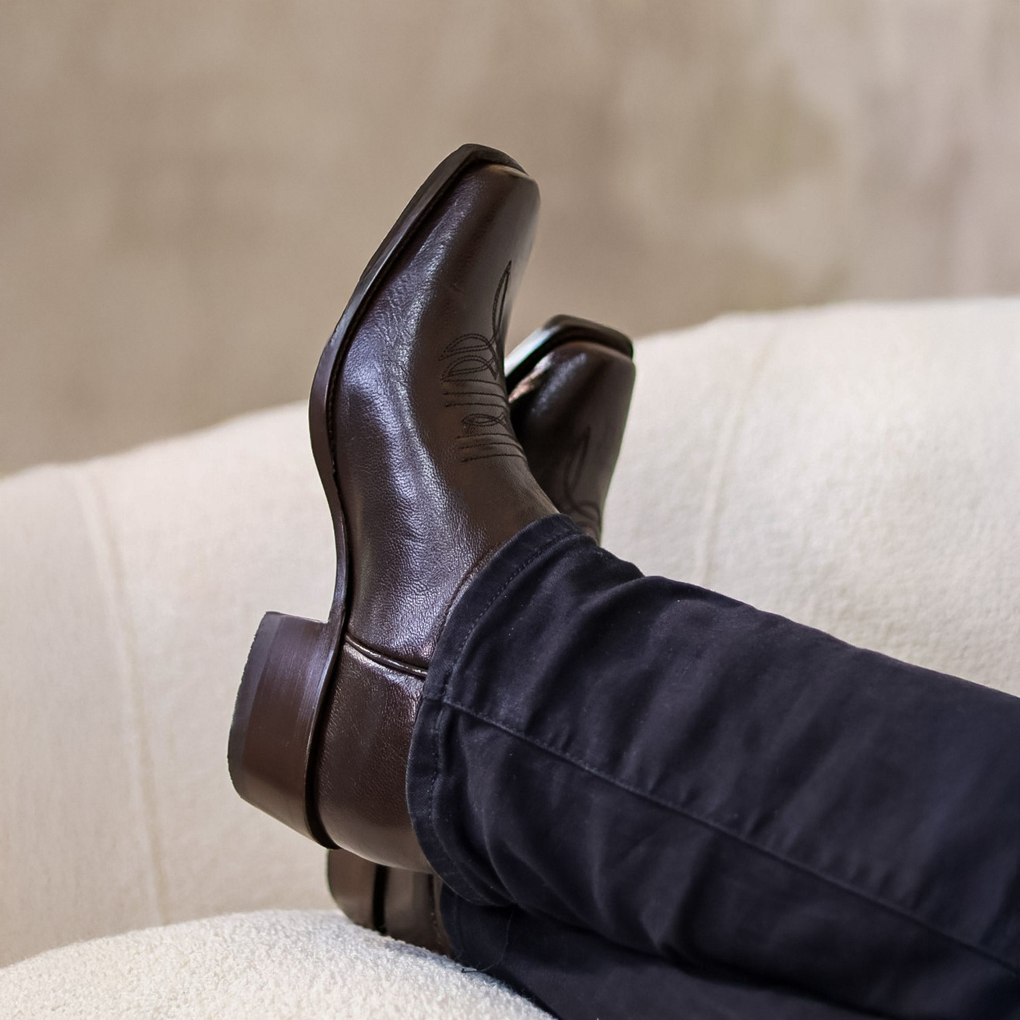 Men's Mocha Italian Leather Cowboy Boots Enzo by Vaccari Core