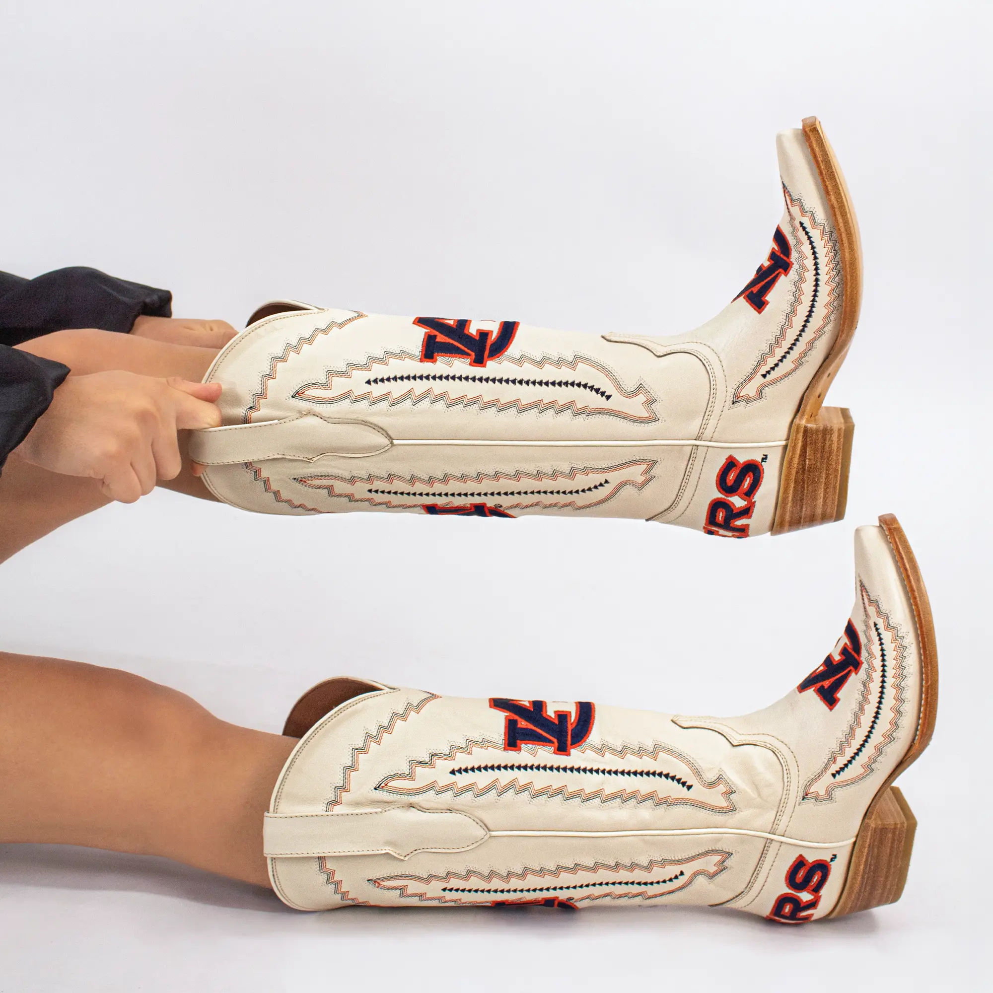 Women's Auburn University Tigers Bone Snip Toe Cowgirl Boots Naomi by Vaccari