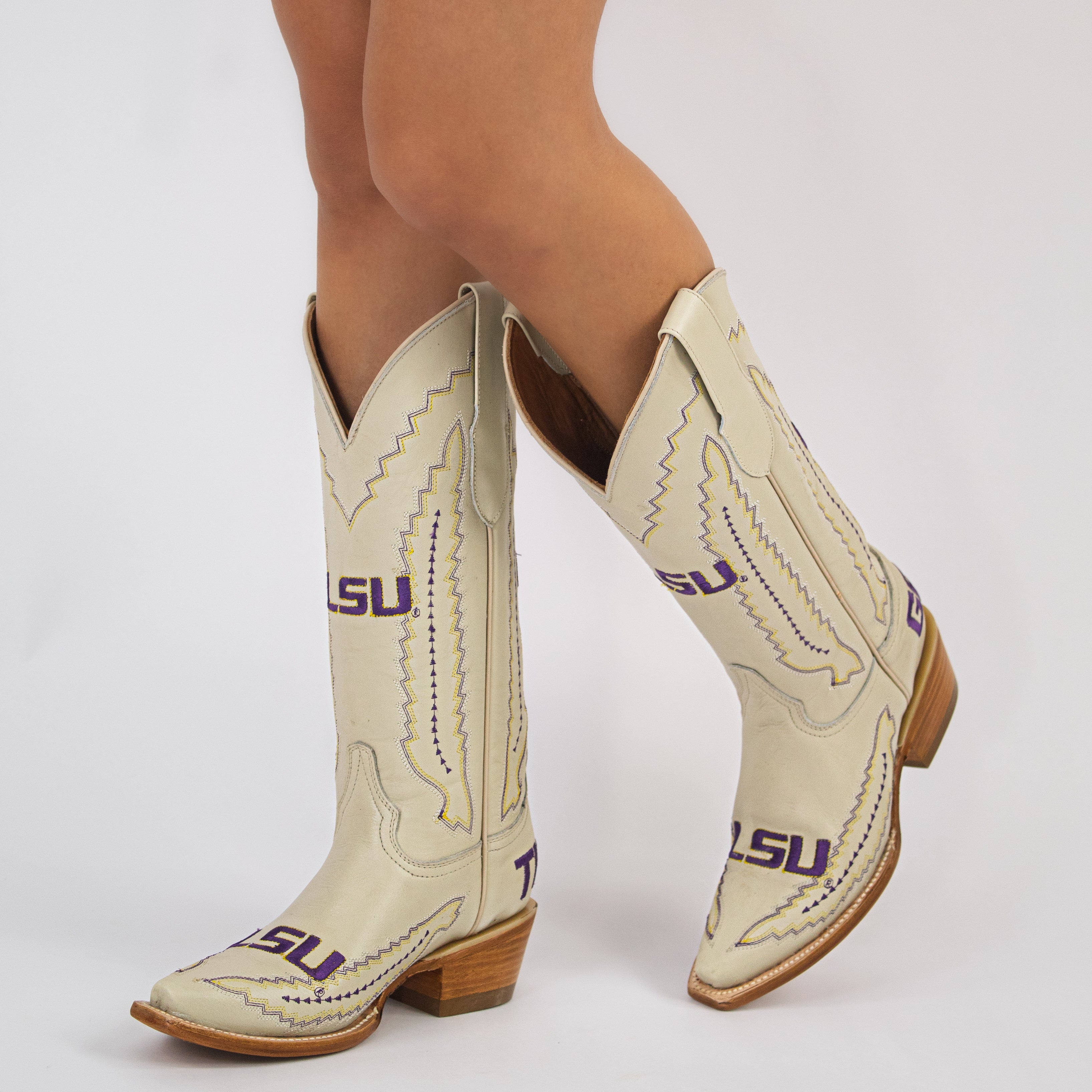 Women's Louisiana State University Bone Cowgirl Boots Naomi by Vaccari University