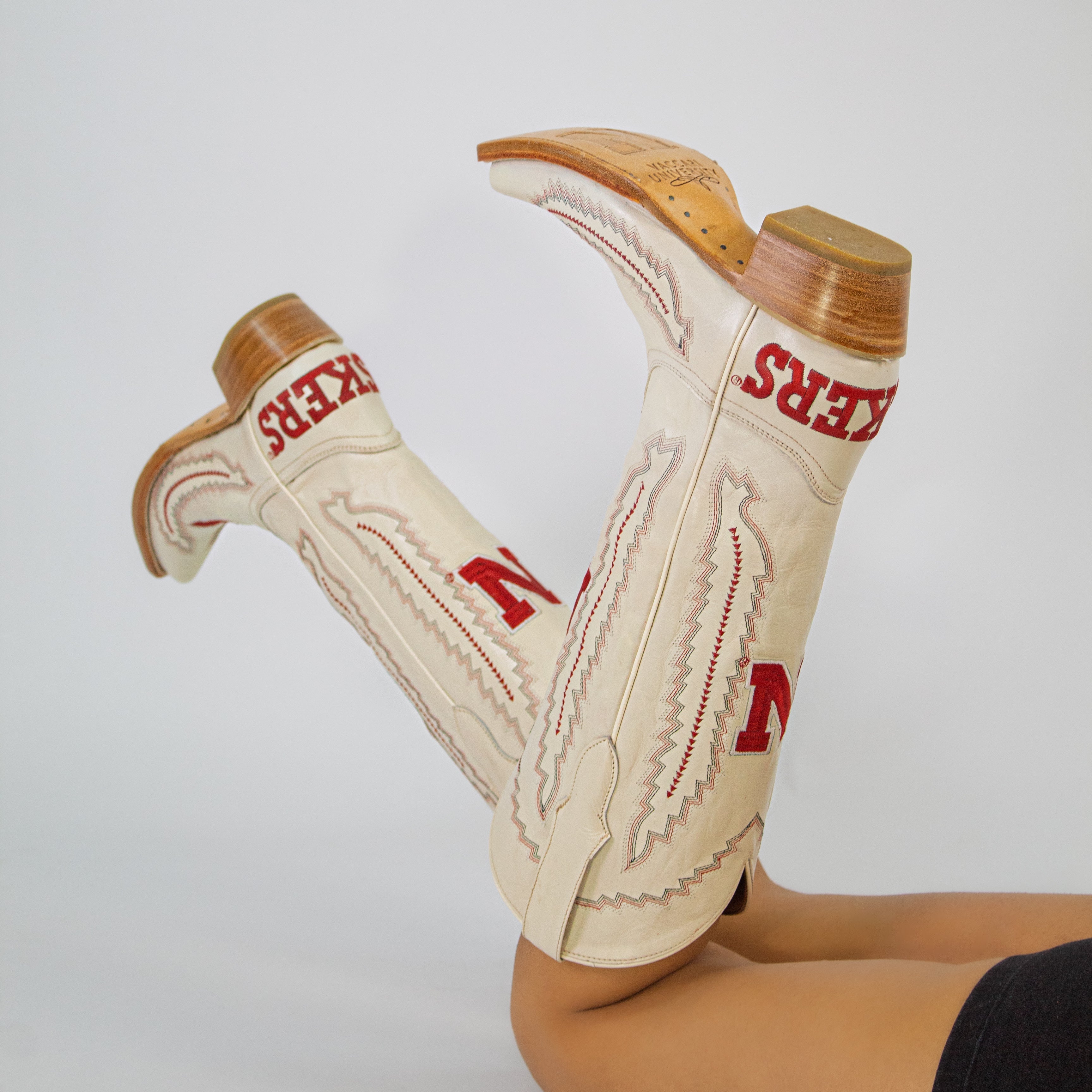 Women's University of Nebraska Bone Cowgirl Boots Naomi By Vaccari University