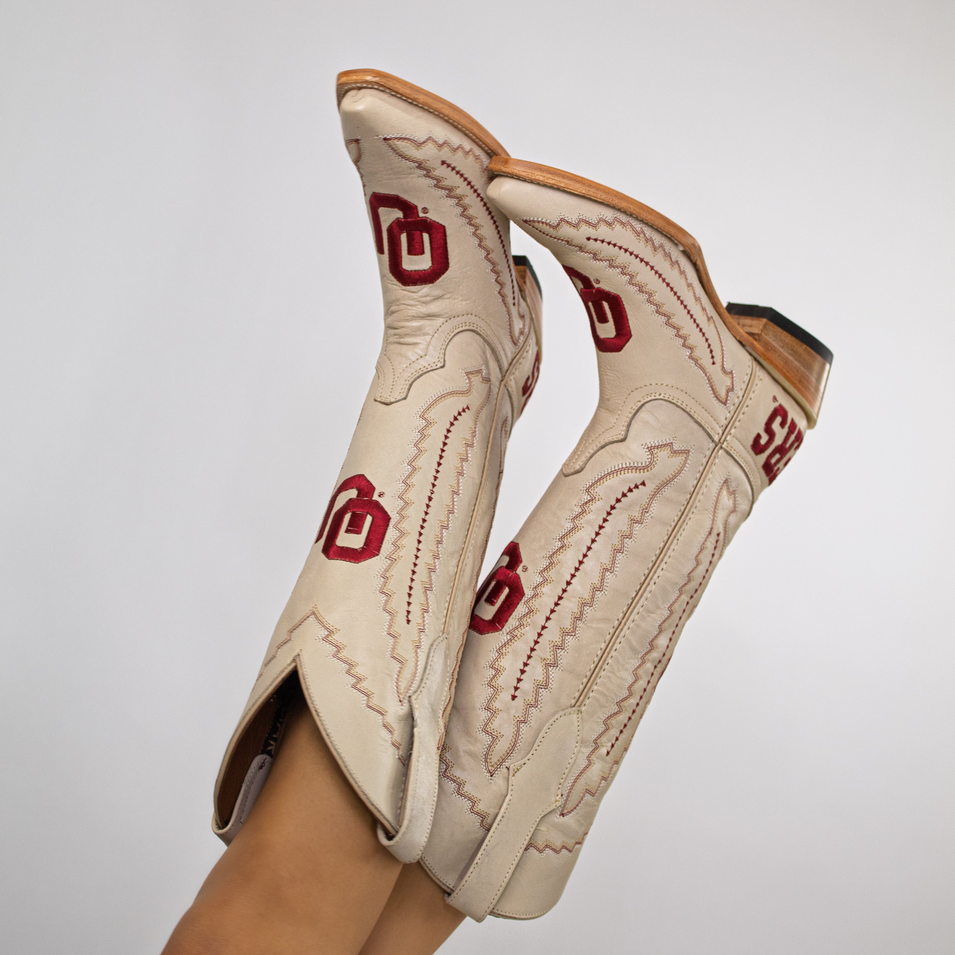 Women's University of Oklahoma Bone Cowgirl Boots Naomi by Vaccari University