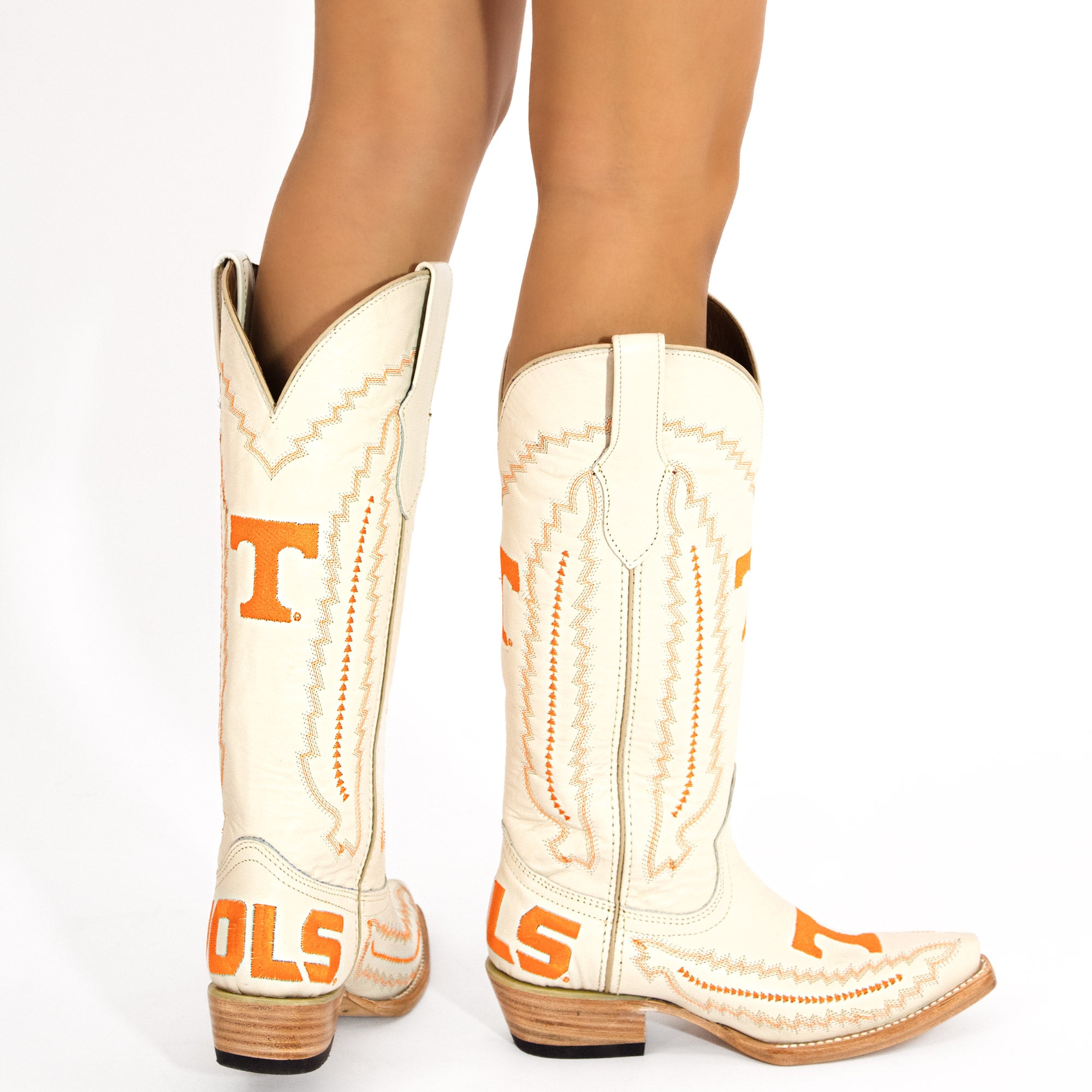 Women's University of Tennessee Cowgirl Boots Bone Leather Snip Toe Boots by Vaccari