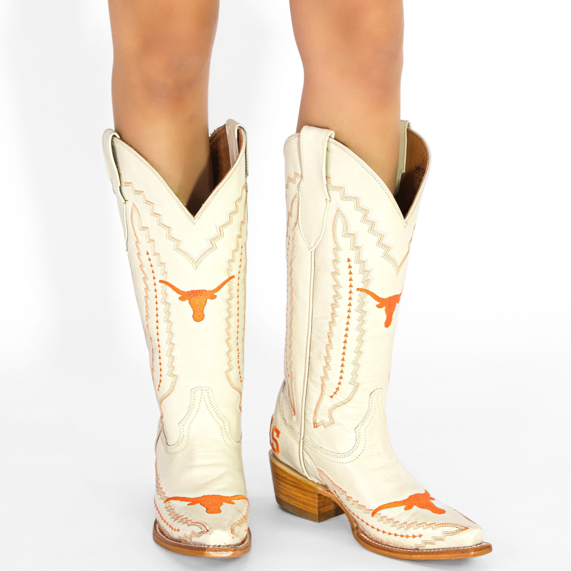 Women's University of Texas Longhorns Cowgirl Boots | UT White Snip Toe Boots | Officially Licensed | Naomi