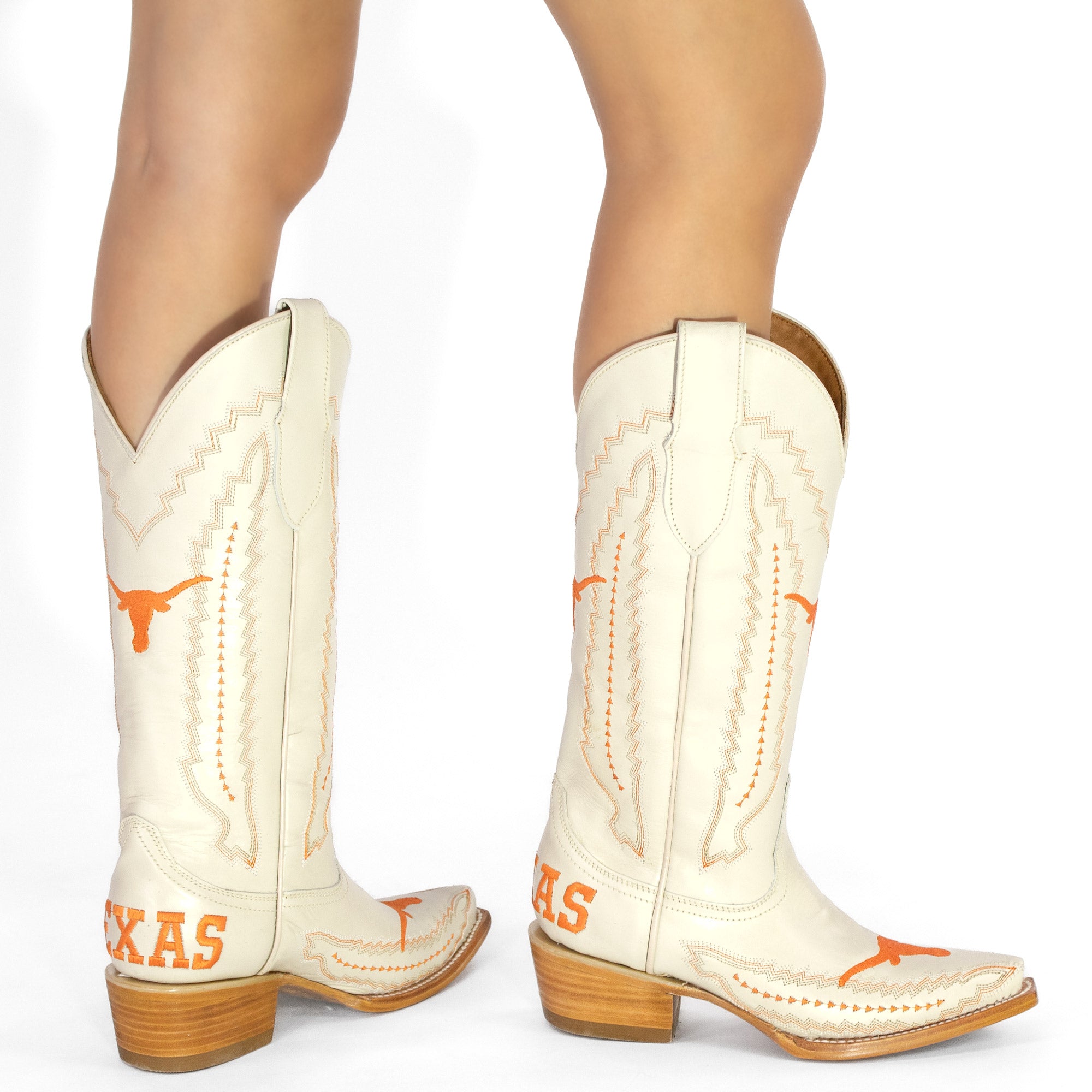 Women's University of Texas Longhorns Cowgirl Boots | UT White Snip Toe Boots | Officially Licensed | Naomi