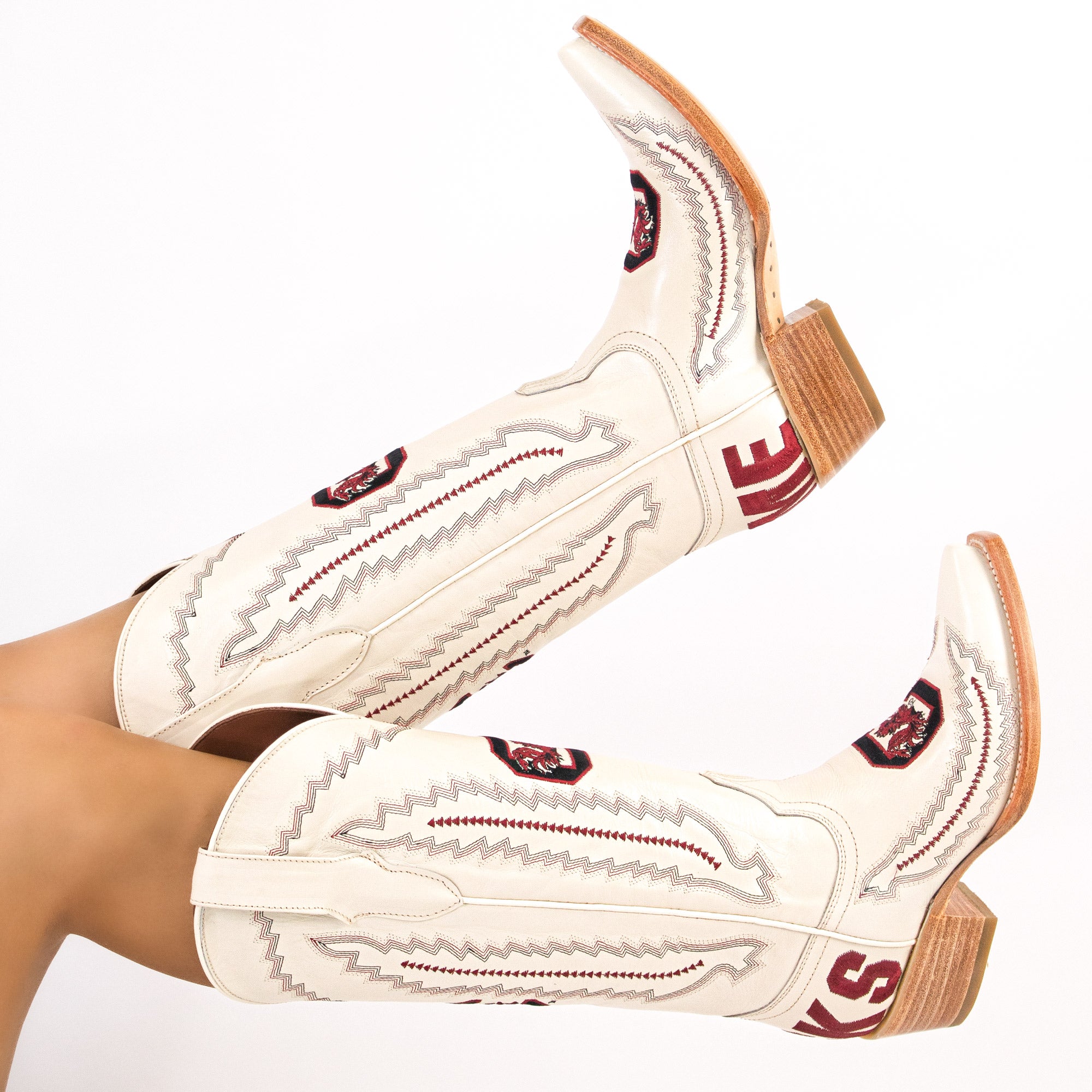 Women's South Carolina University Bone Snip Toe Cowgirl Boots Naomi by Vaccari