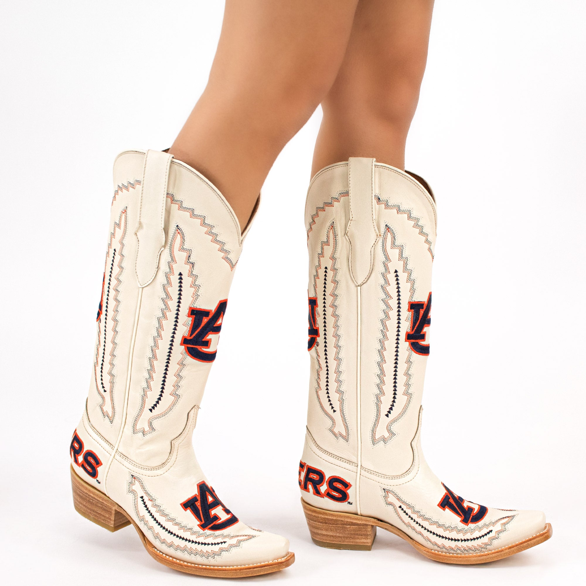 Women's Auburn University Bone Cowgirl Boots | Vaccari Boots