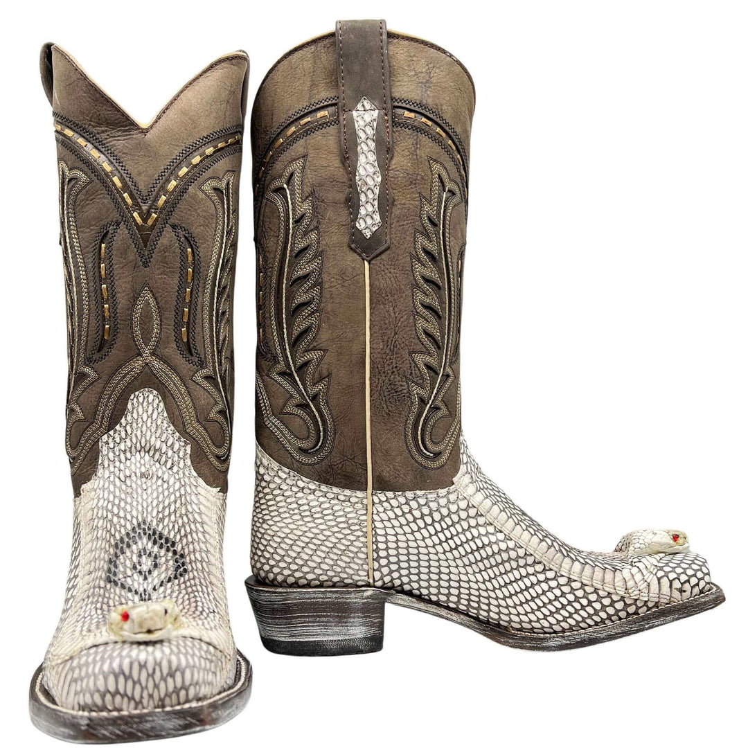 Men's Cobra Cowboy Boots | JW Toe Snakeskin Cobra Boots | Natural Cobra | Vaccari | Size {pa_select a size}{pa_select a width}