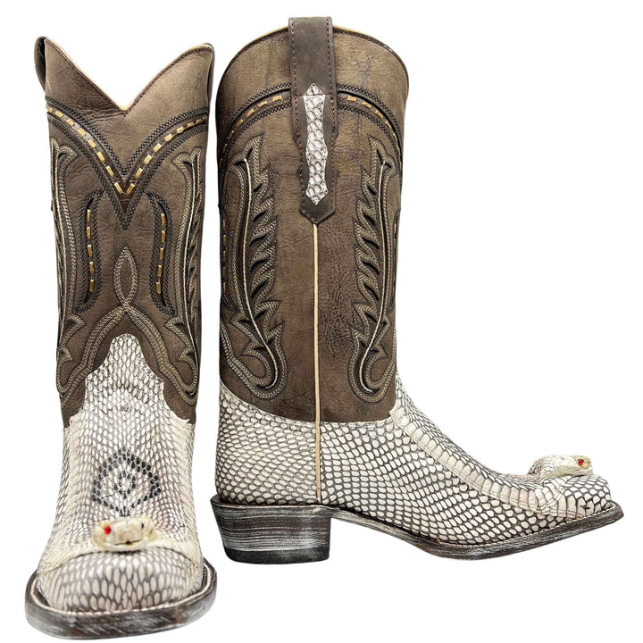 Men's Cobra Cowboy Boots | JW Toe Snakeskin Cobra Boots | Natural Cobra | Vaccari | Size {pa_select a size}{pa_select a width}