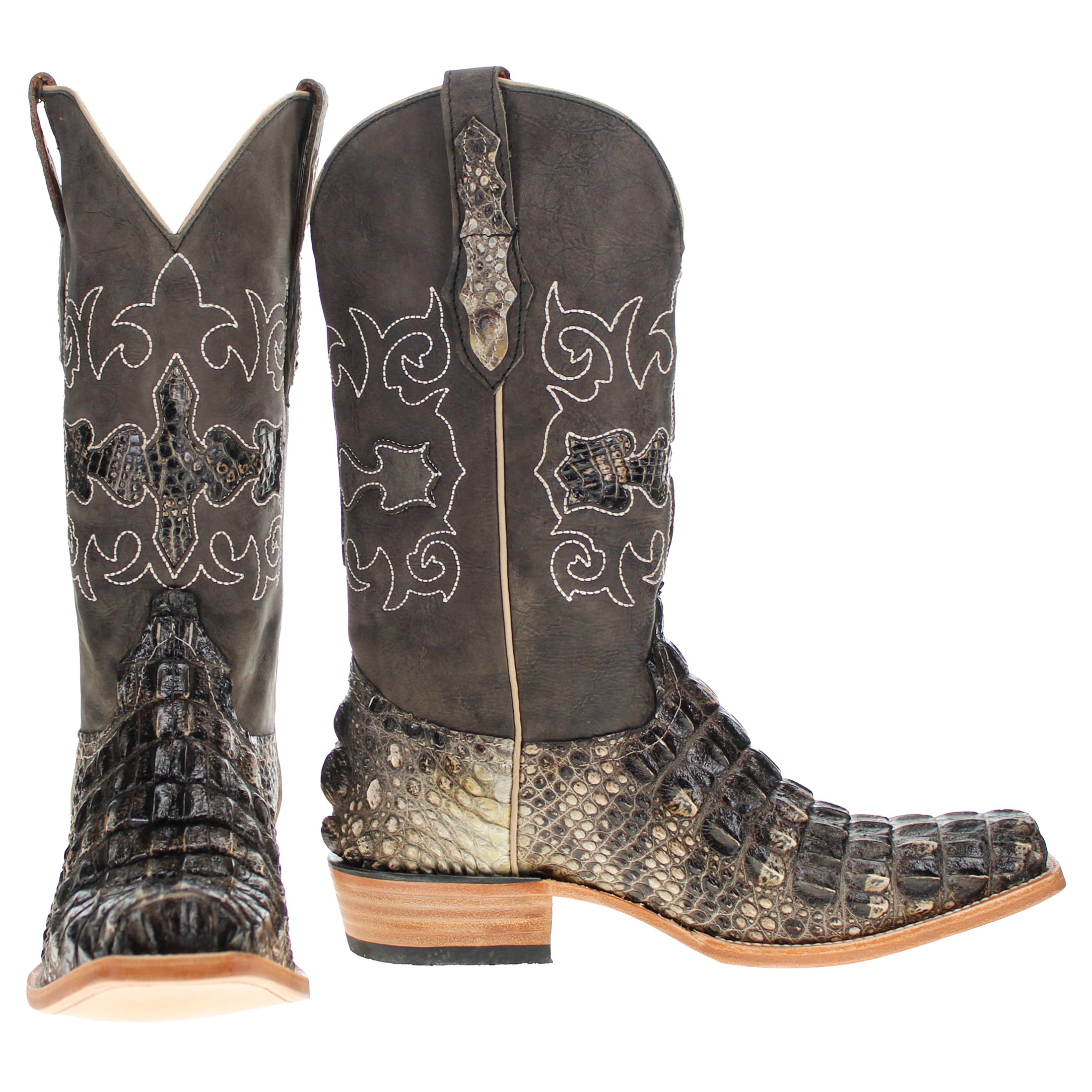 Men's Natural American Alligator Hornback JW Toe Cowboy Boots by Vaccari