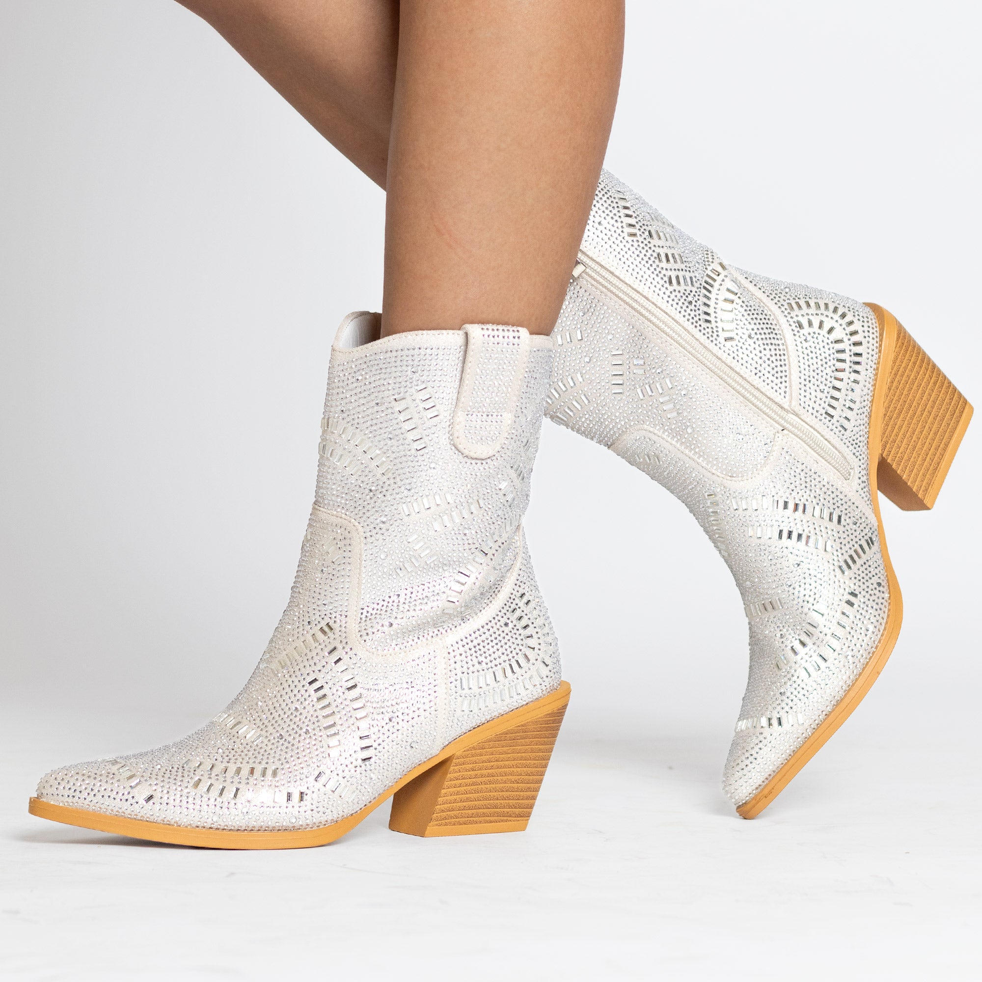 Women's Silver Bling Cowboy bootie by Vaccari