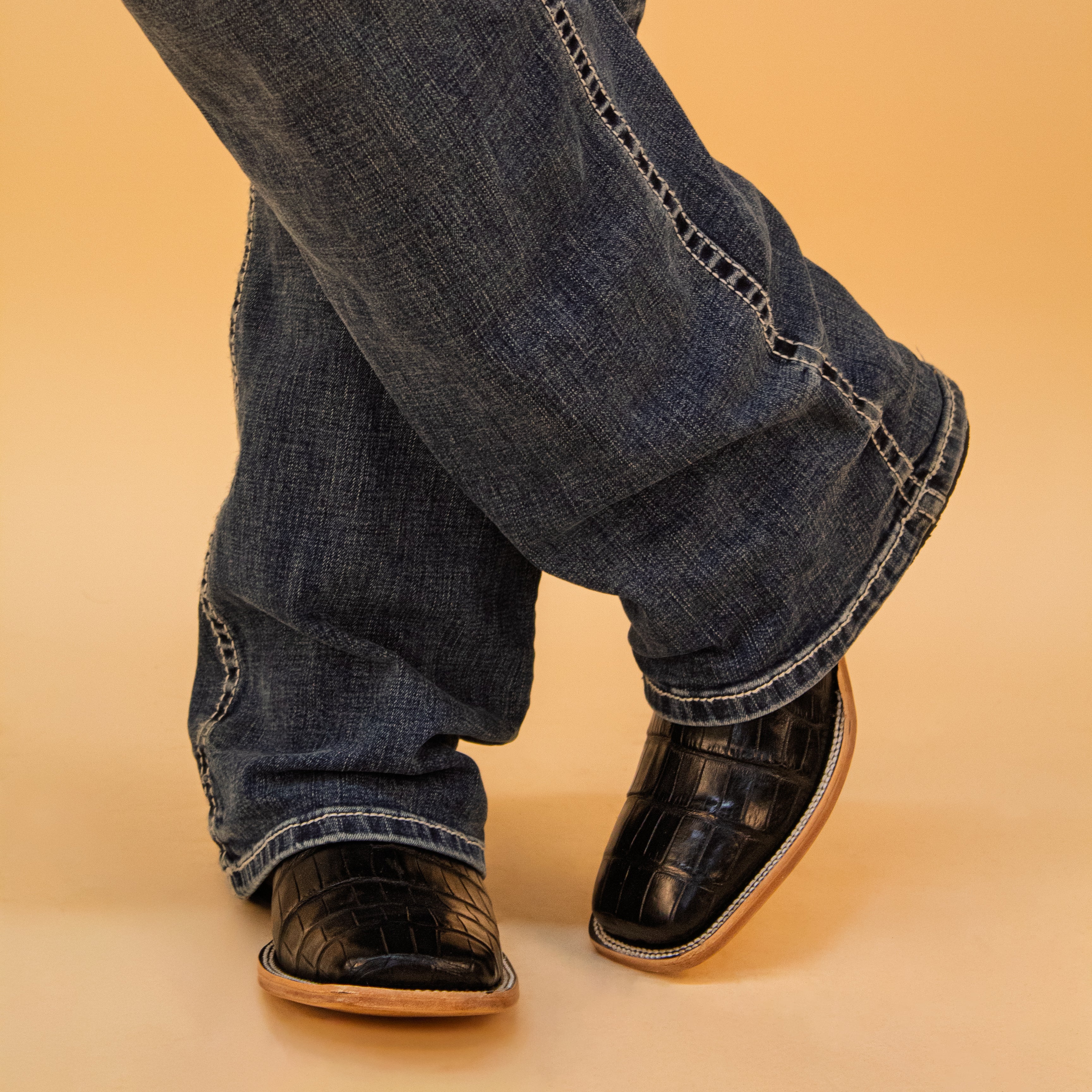 Men's Black Armerican Alligator Cowboy Boots Navarro by Vaccari Core