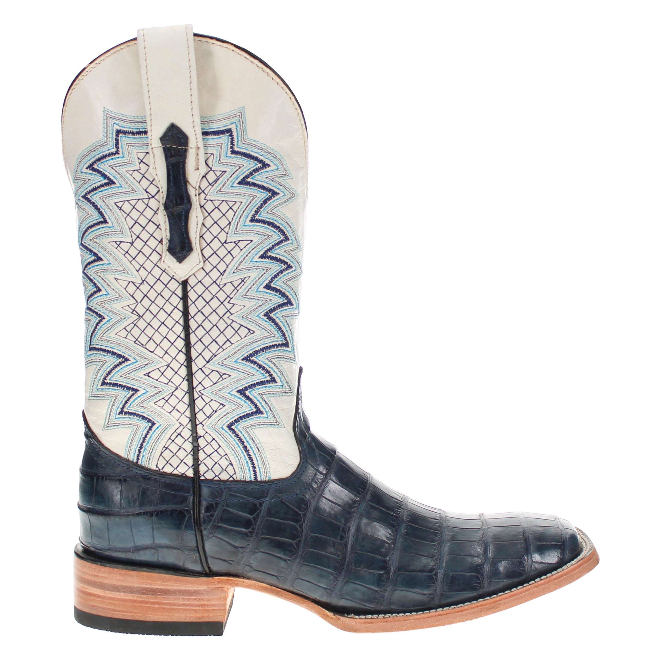 Men's Navy Blue American Alligator Tail BS Toe Cowboy Boots by Vaccari