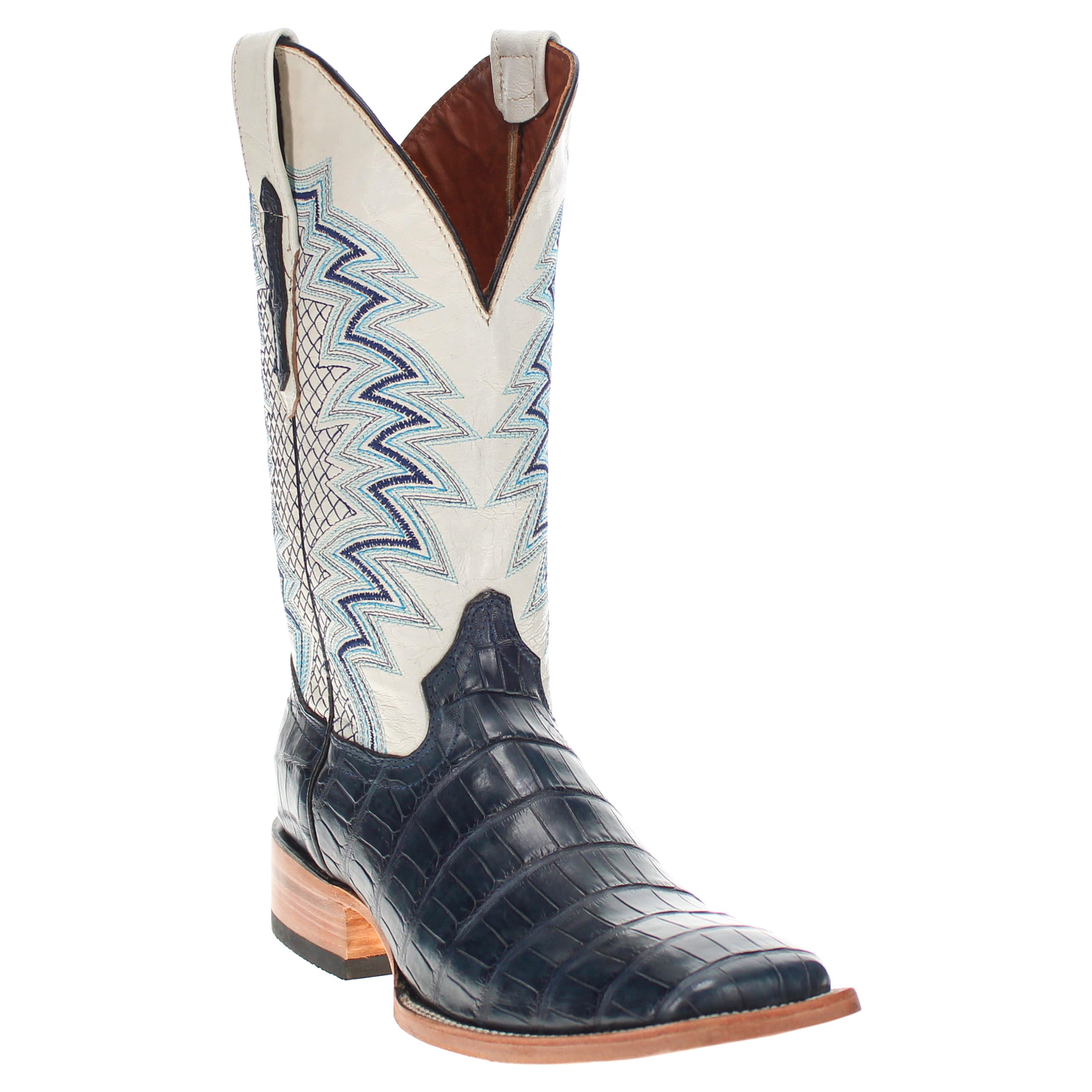 Men's Navy Blue American Alligator Tail BS Toe Cowboy Boots by Vaccari