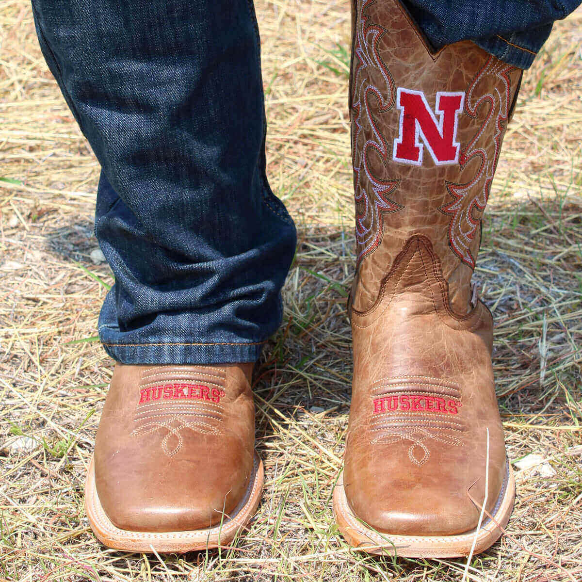 Men's University of Nebraska Tan Cowboy Boots Luke by Vaccari University