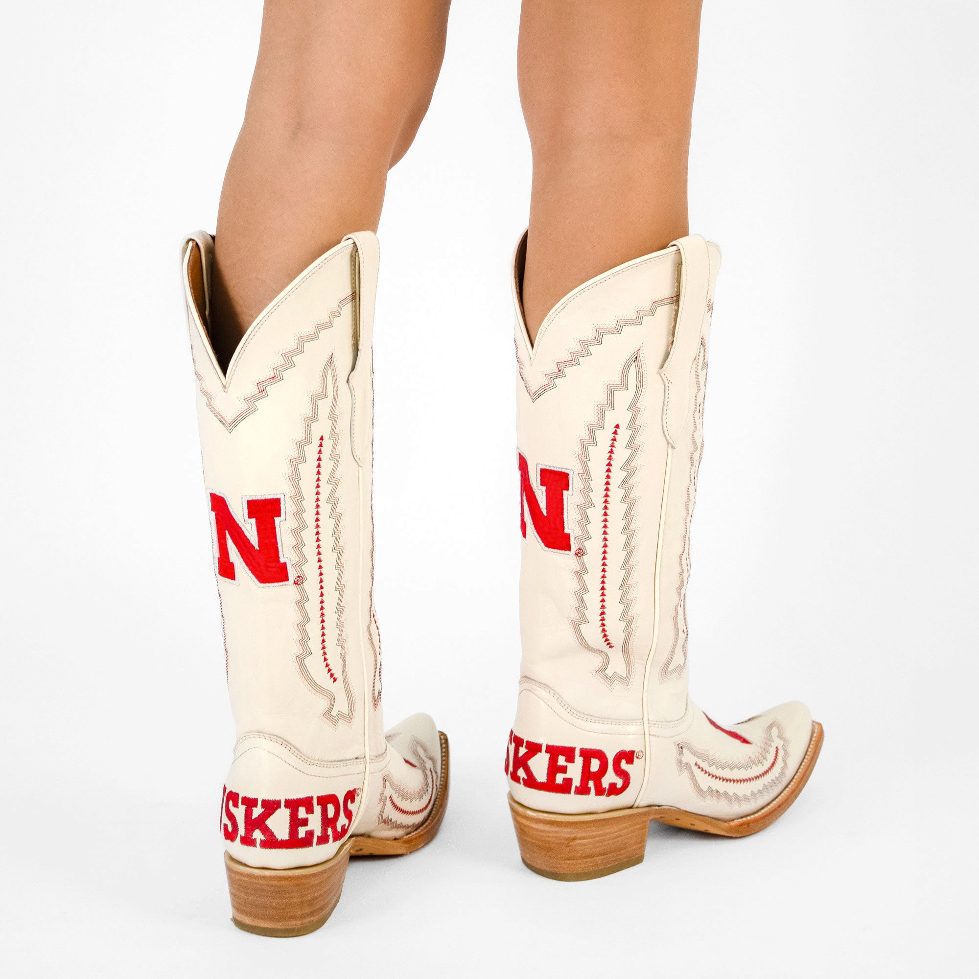 Women's University of Nebraska Cornhuskers Bone Snip Toe Cowgirl Boots Naomi by Vaccari