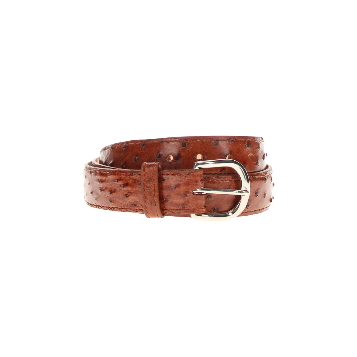 Jaeger Waist Belt Ostrich Leather Cognac Brown Wide Statement Vintage Cognac Ostrich Belt for Sale Online main image 4