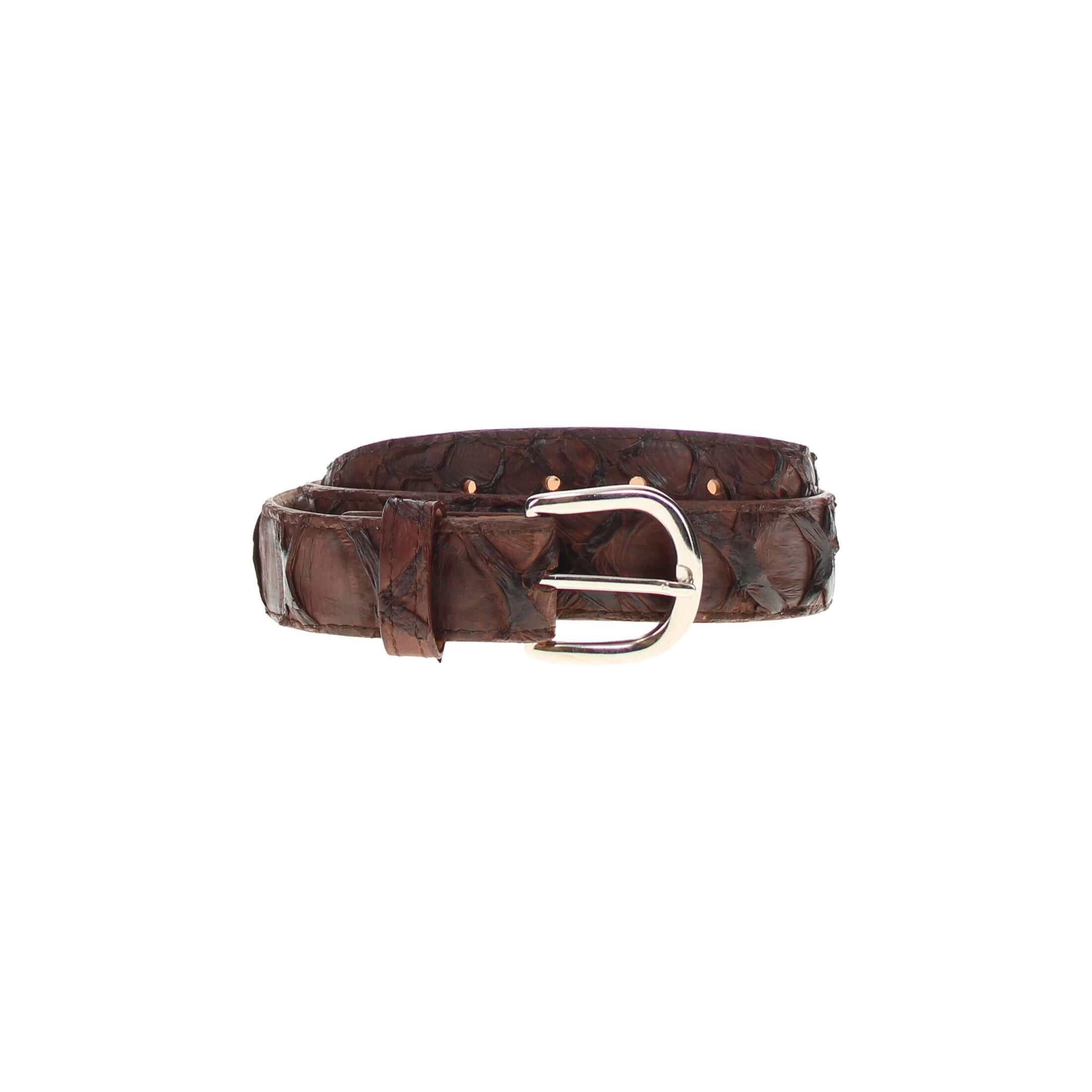 Men's Mocha Pirarucu Fish Leather Belt | Vaccari Boots