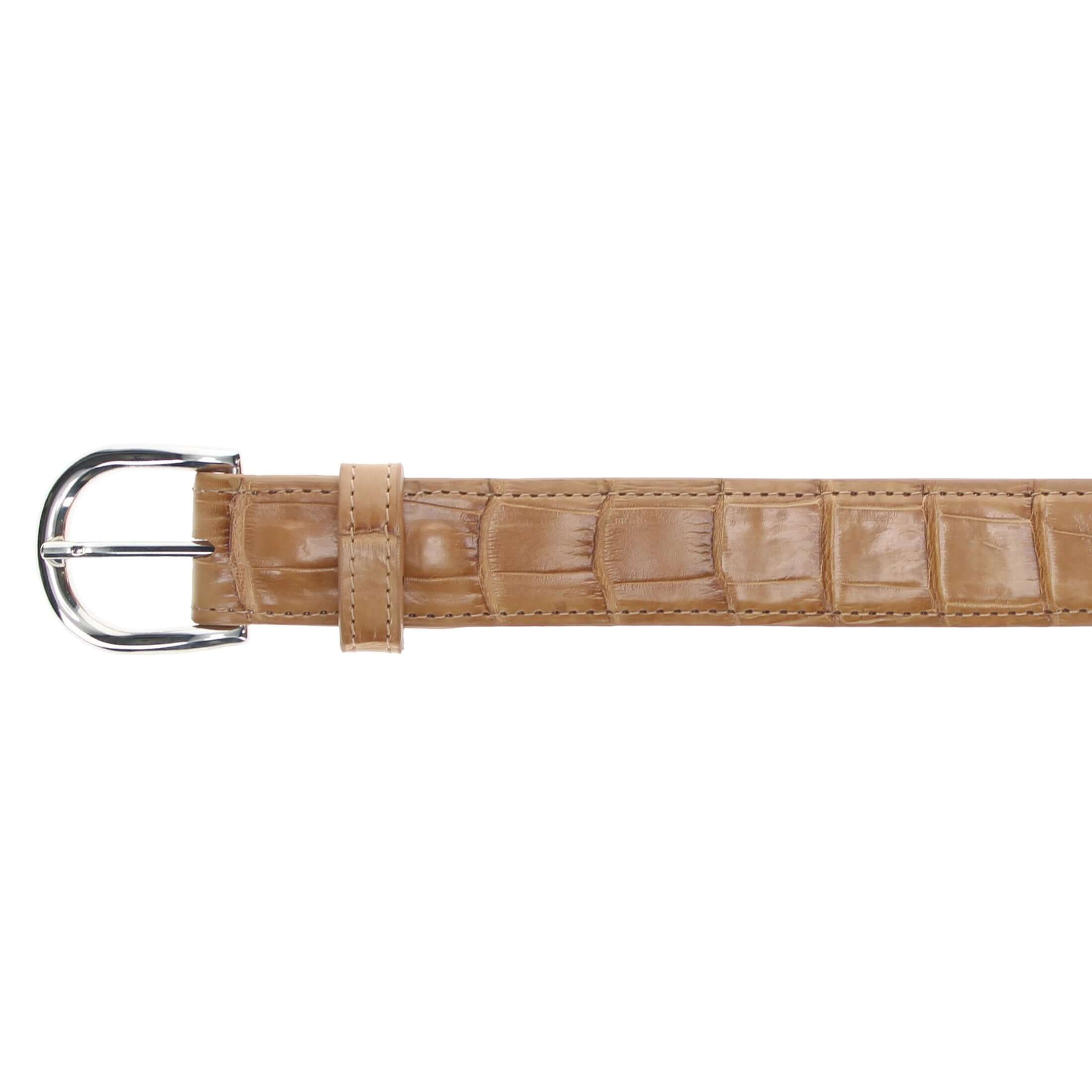 Tan Alligator Belly Belt by Vaccari Core