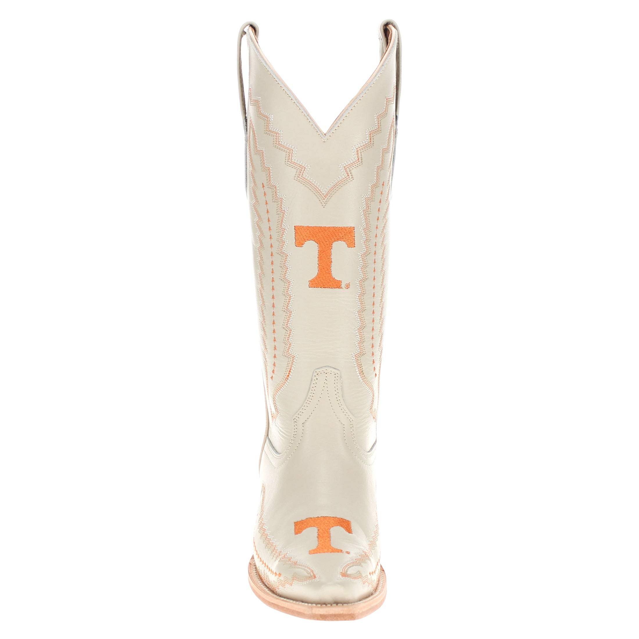 Women's University of Tennessee Cowgirl Boots Bone Leather Snip Toe Boots by Vaccari