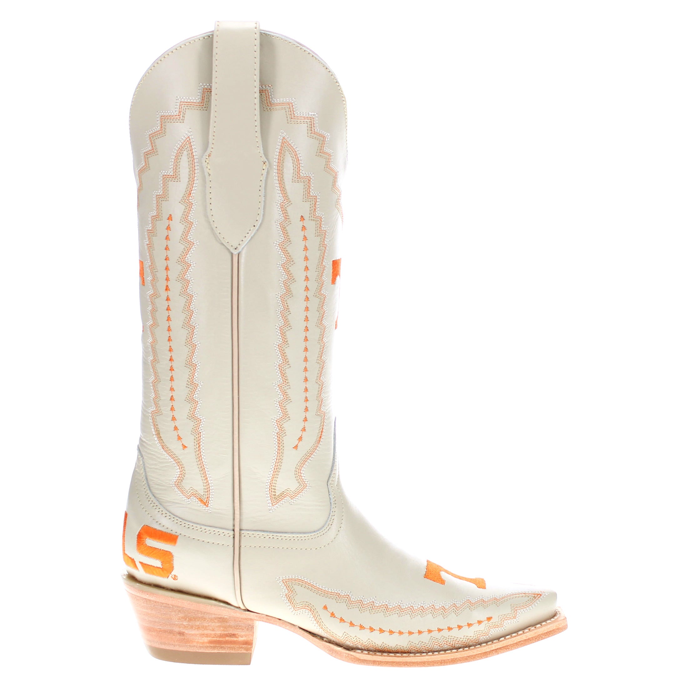 Women's University of Tennessee Cowgirl Boots Bone Leather Snip Toe Boots by Vaccari
