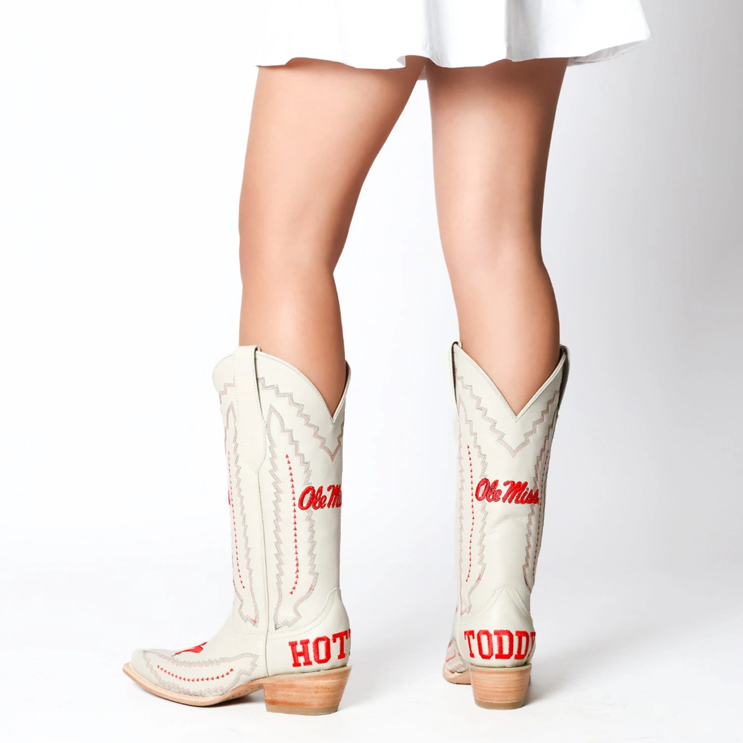 Women's University of Mississippi Bone Snip Toe Cowgirl Boots Naomi by Vaccari